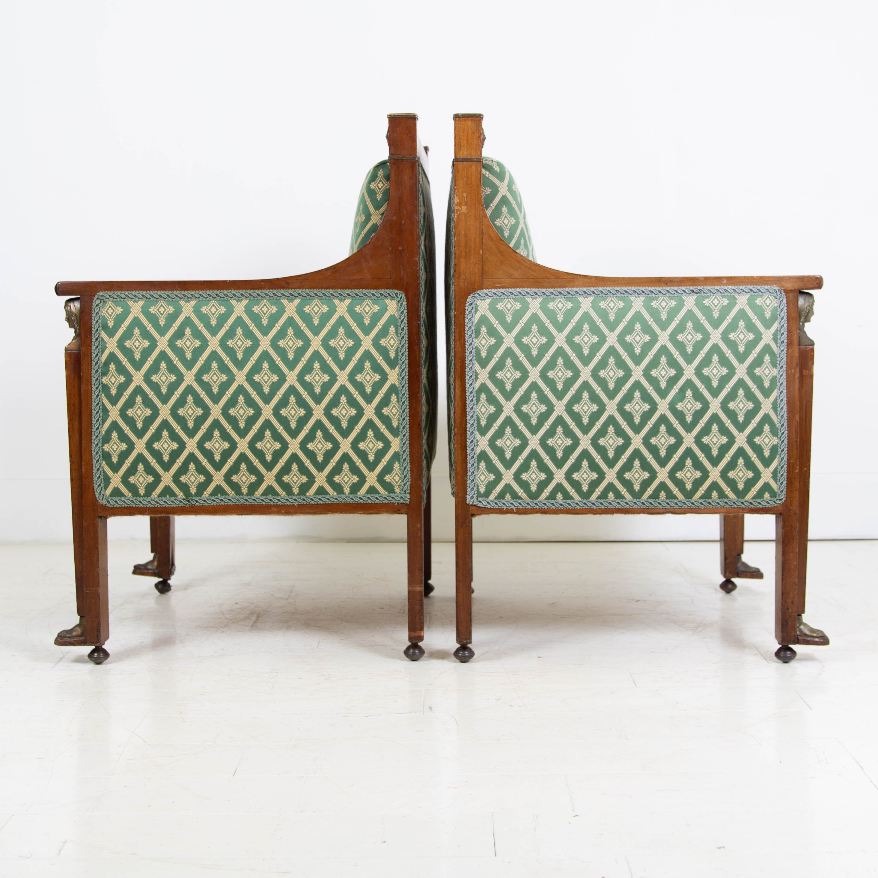 Pair Egyptian Revival Throne Armchairs C.1910