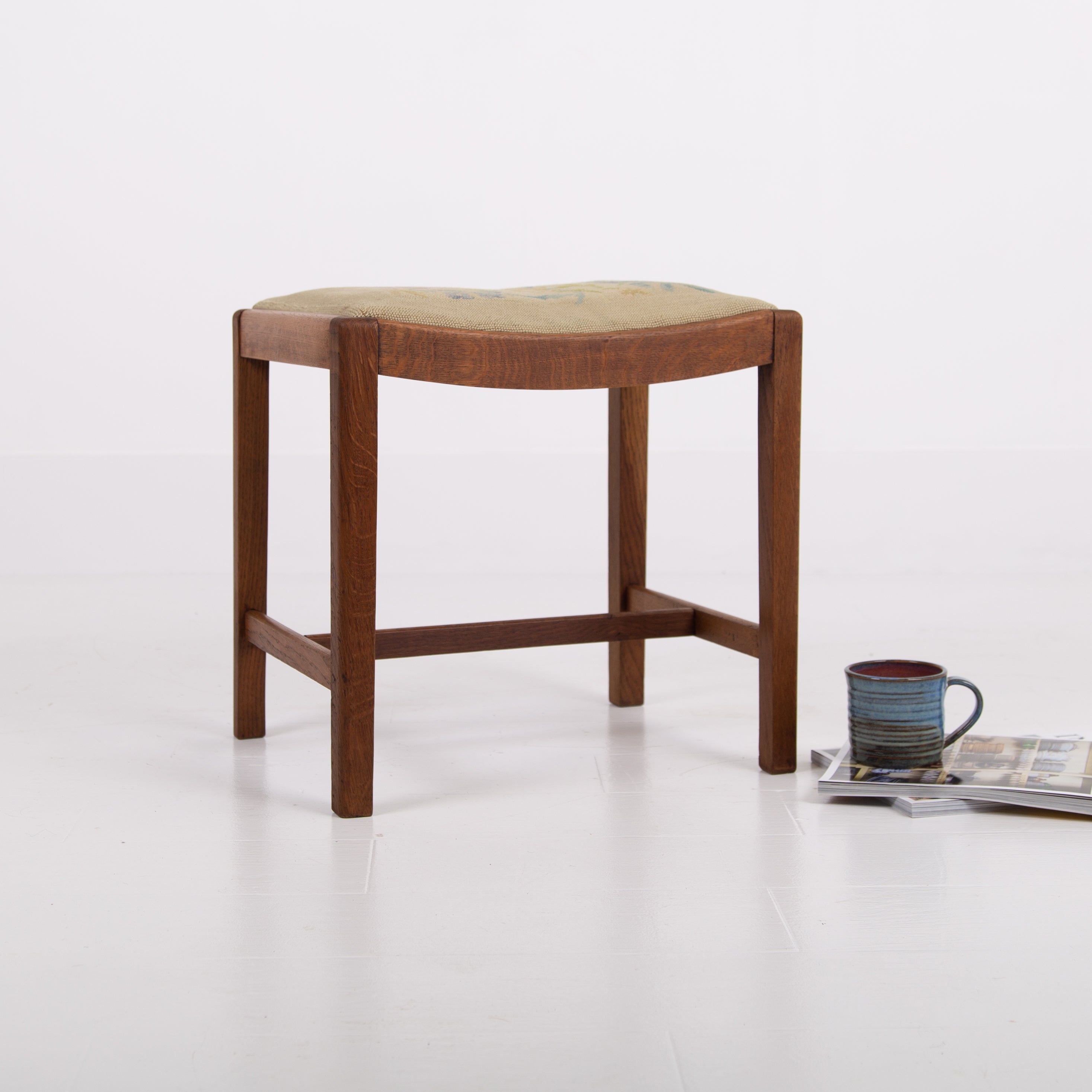 Lovely Quality English Oak Stool C1930