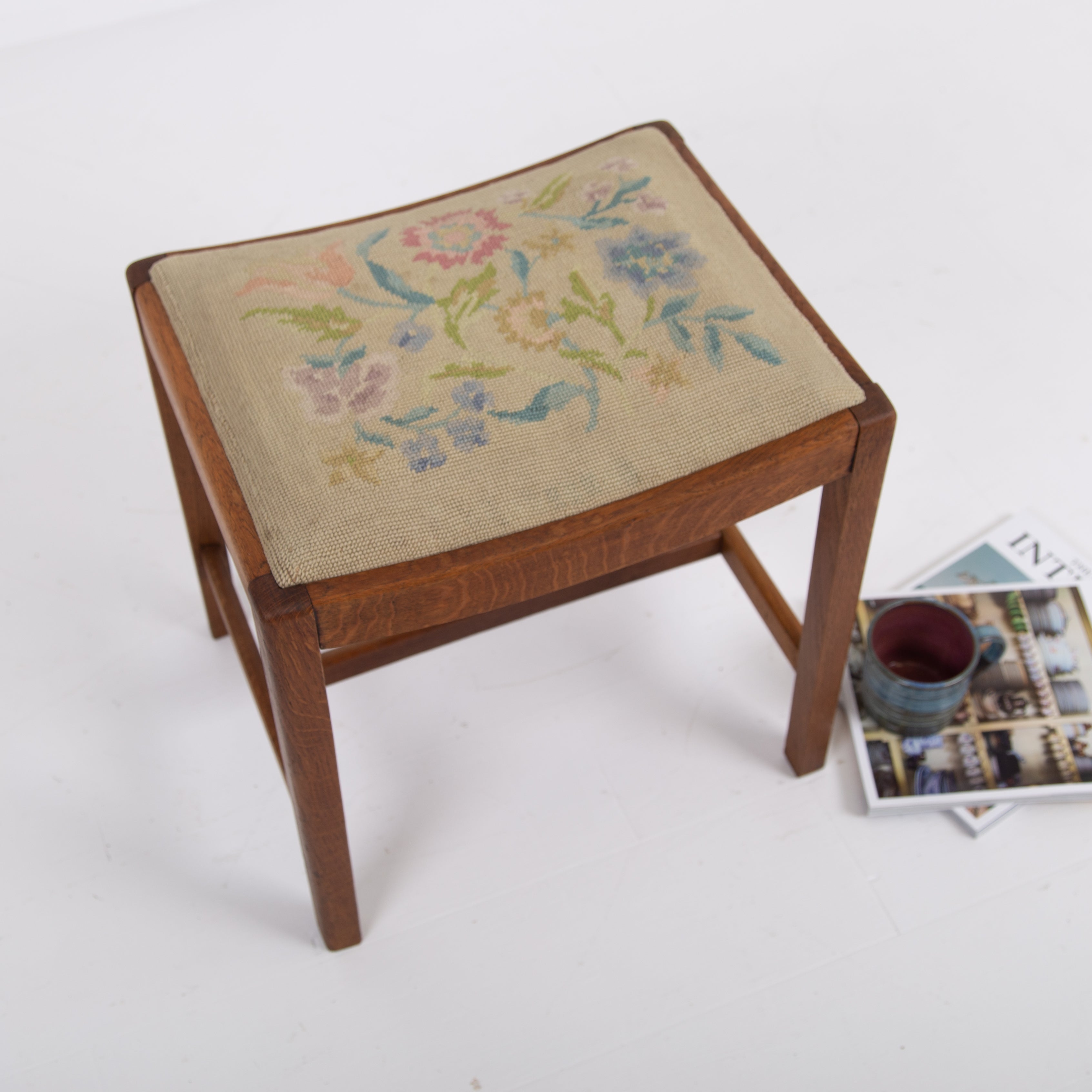 Lovely Quality English Oak Stool C1930