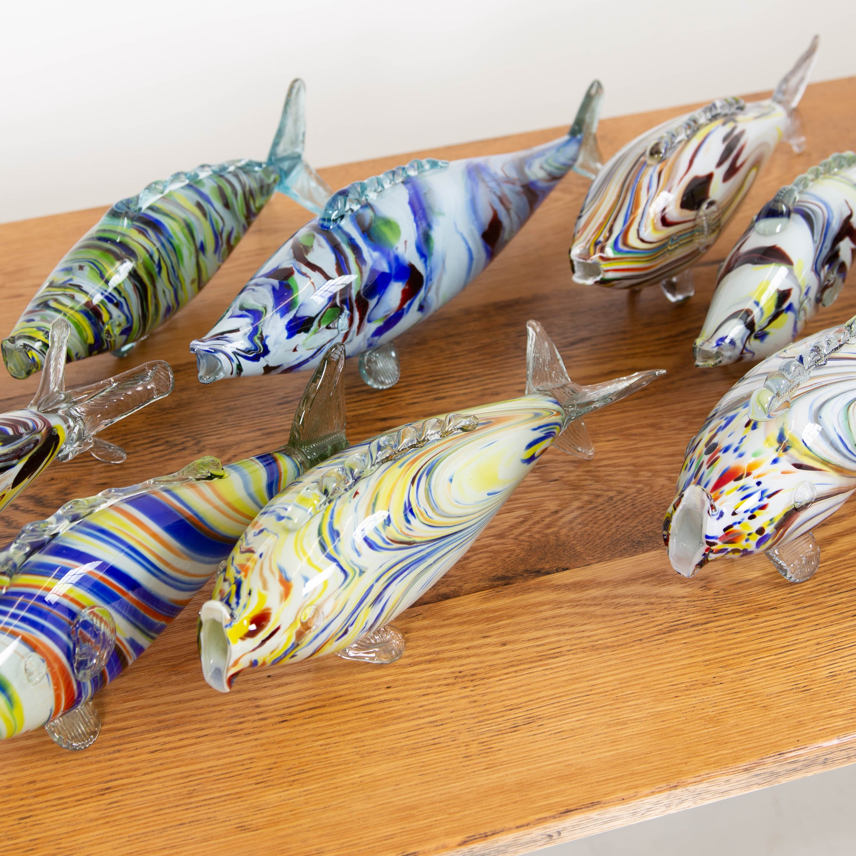 Collection of 16 Mid Century Murano Glass Fish