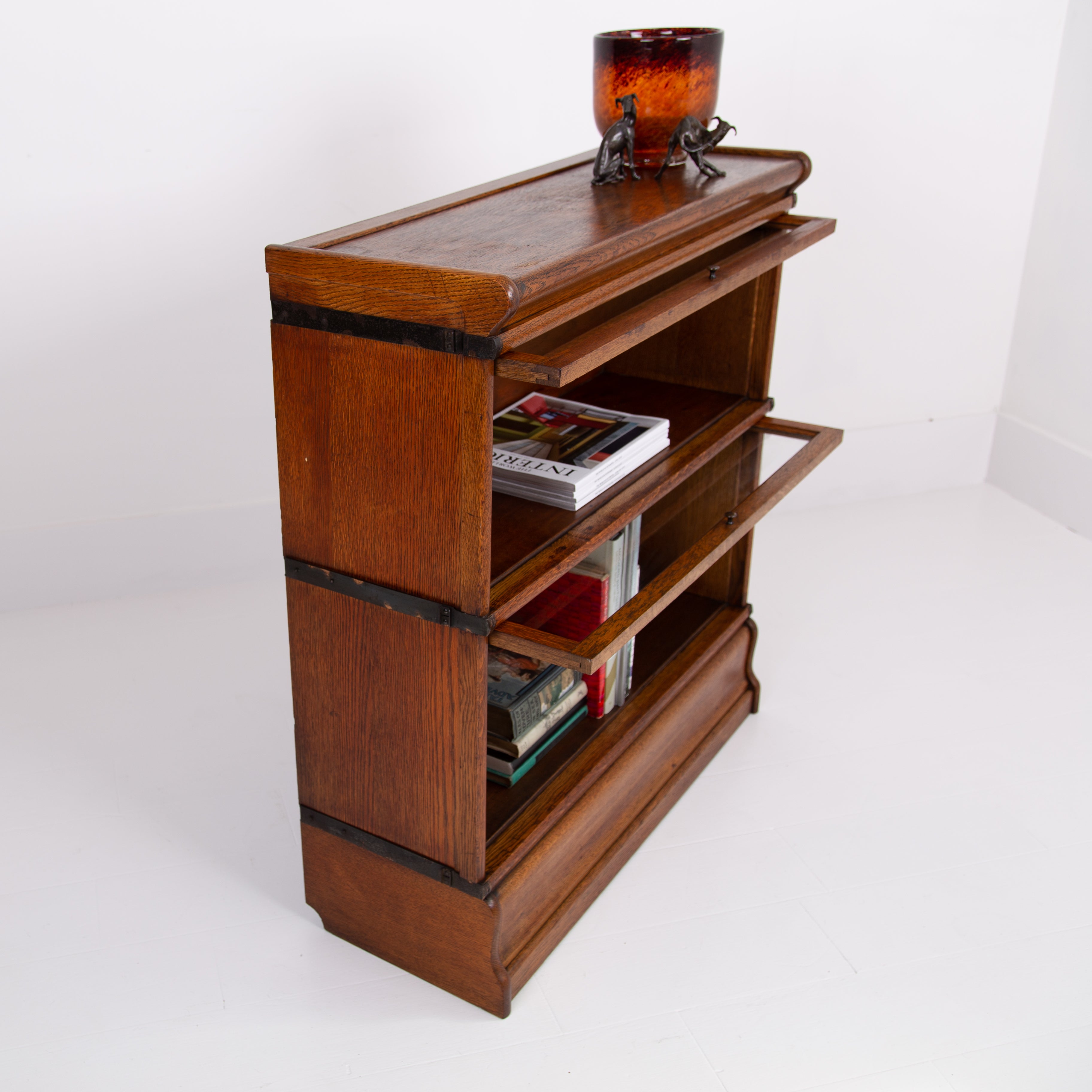 Antique Golden Oak Globe Wernicke Bookcase C1910