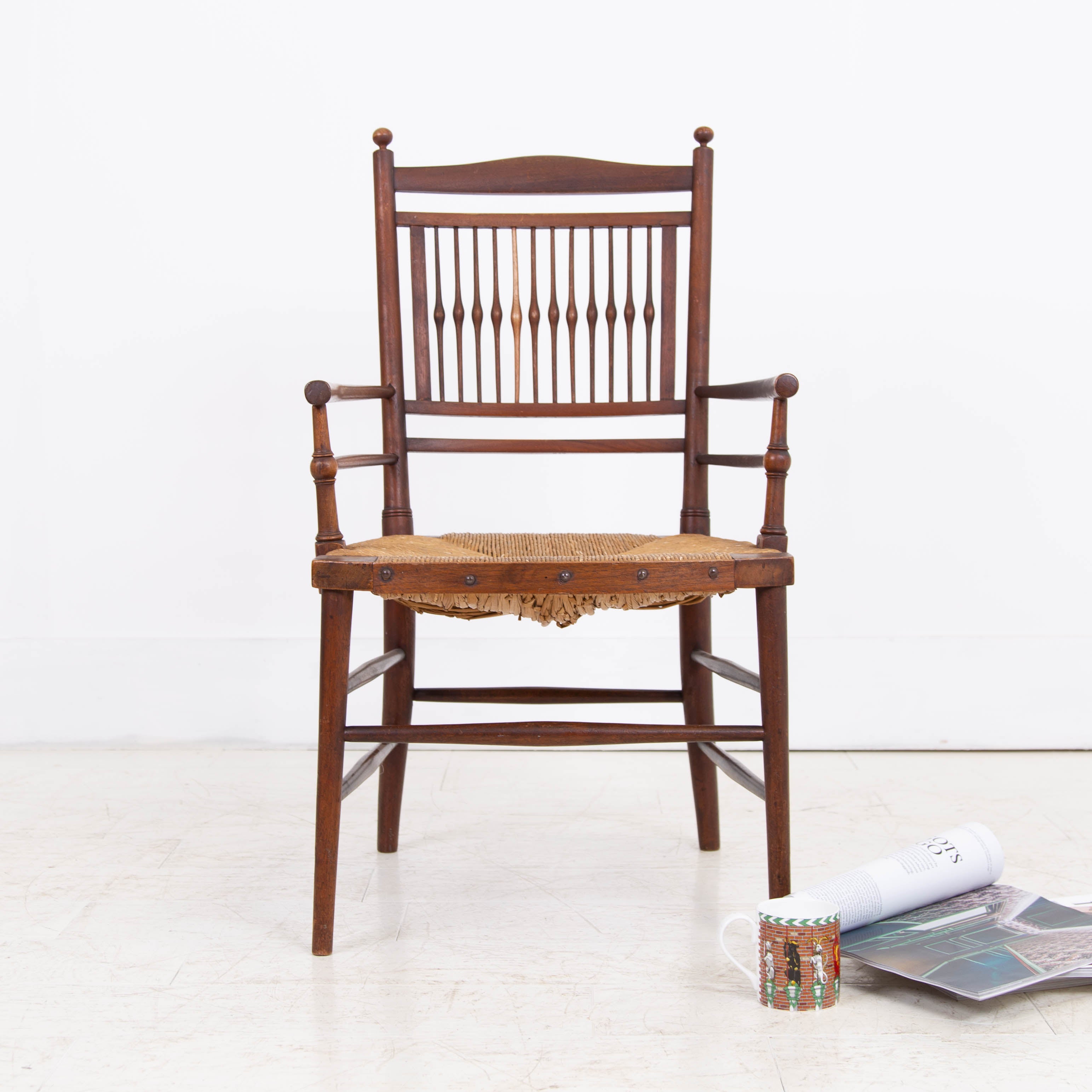 Rush Seated “Sussex” Armchair Attributed to E W Godwin