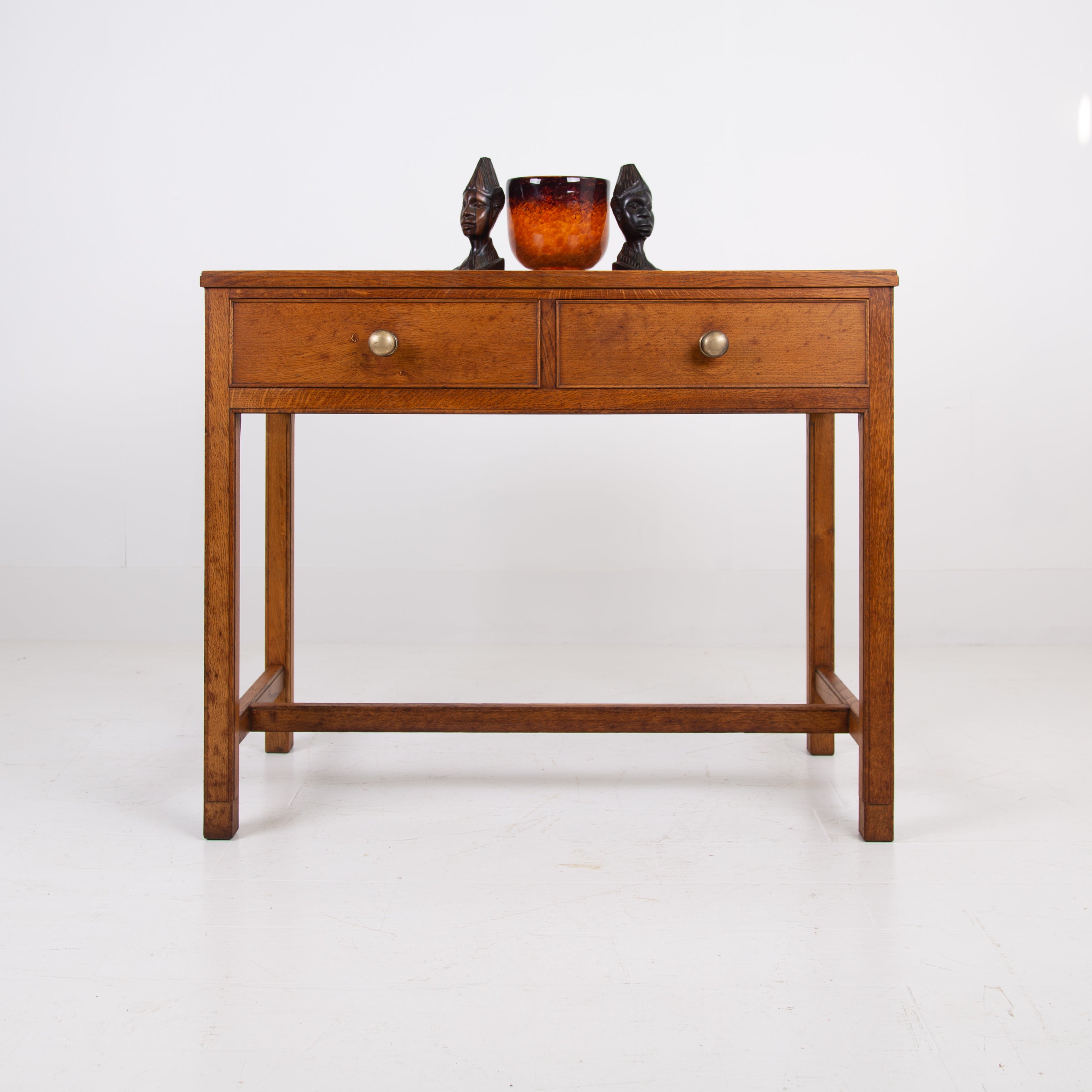 Gordon Russell Oak 2 Drawer Desk Console Table