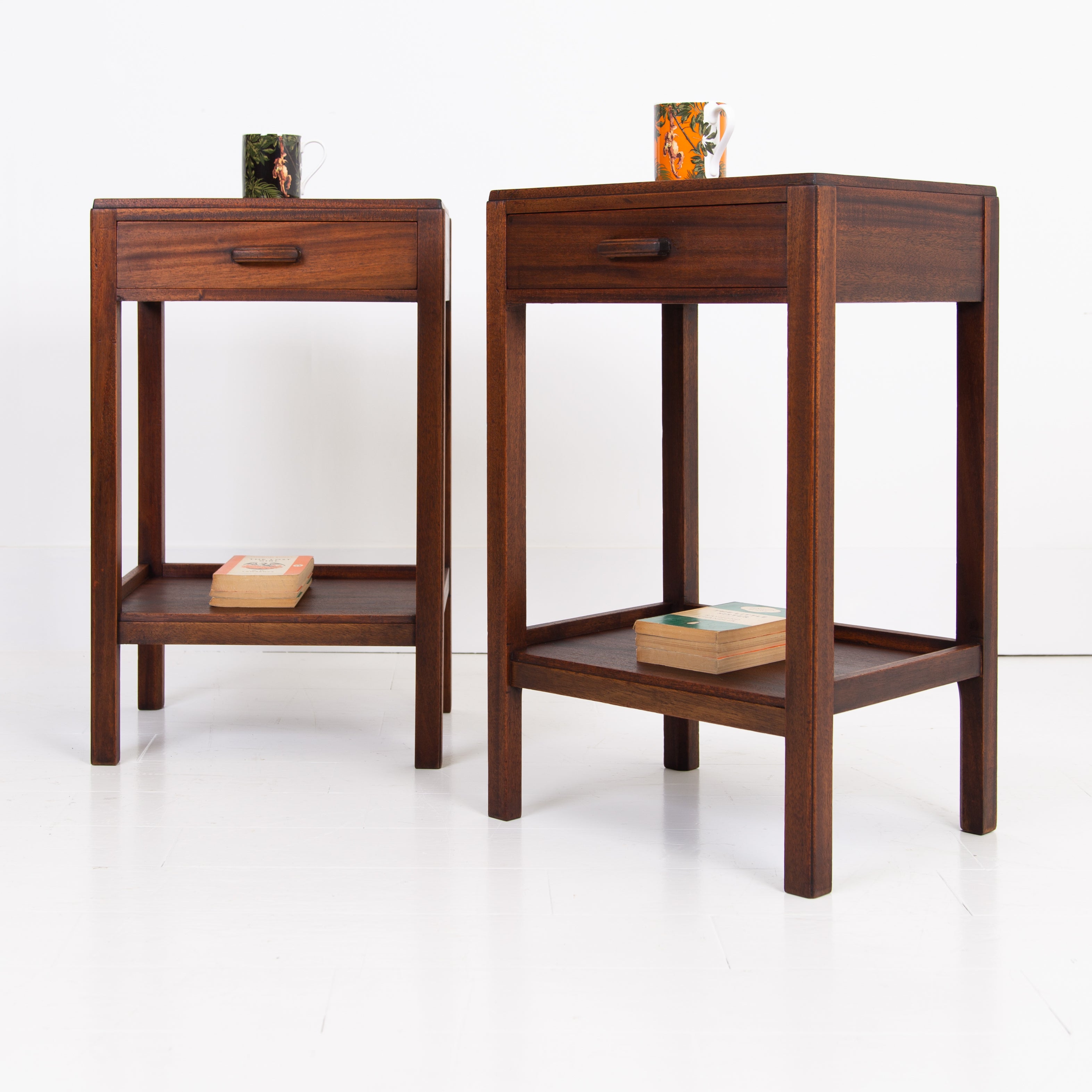 Pair Mid Century Gordon Russell Bedside Tables Nightstands
