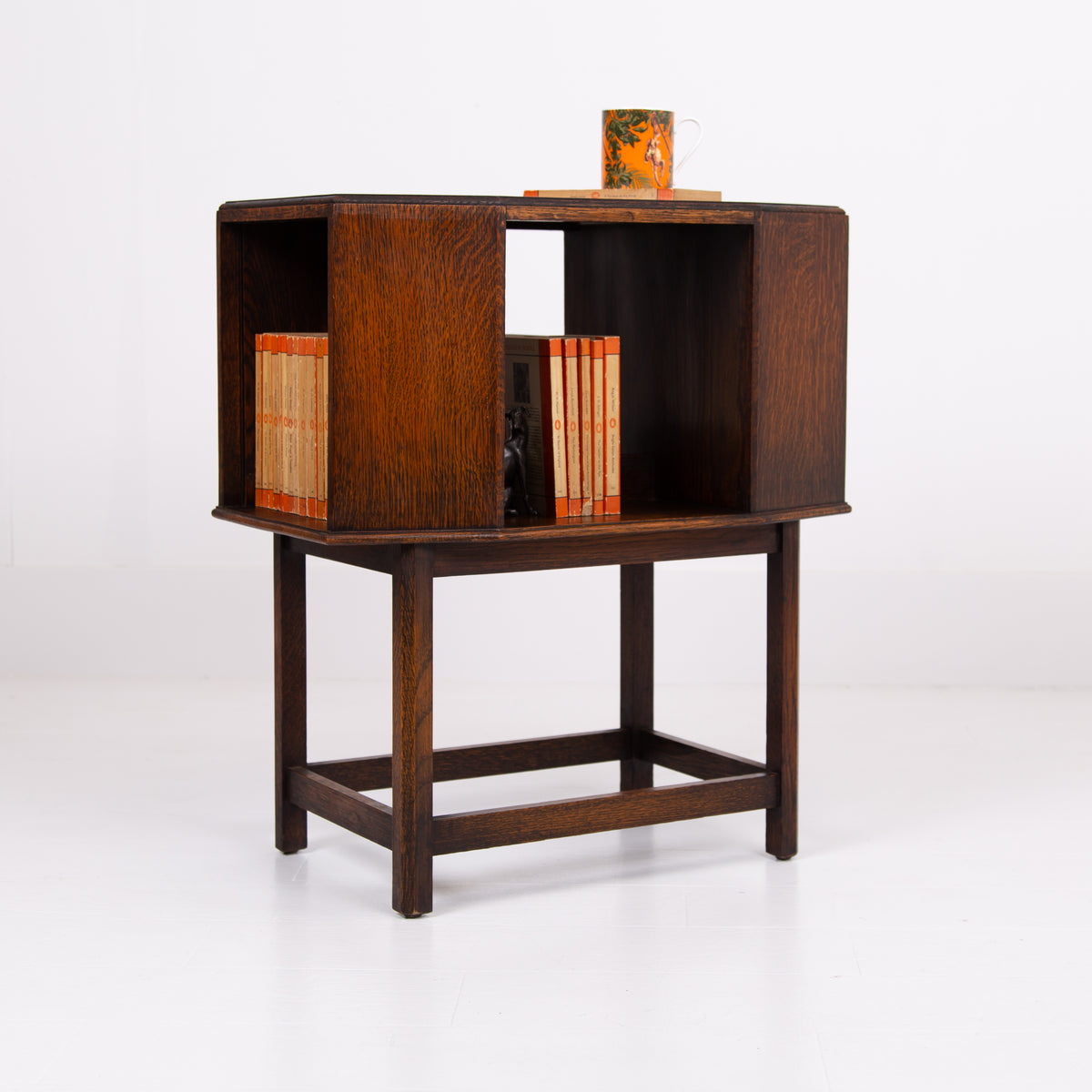 Art Deco Modernist Oak Side Table Bookcase 1930