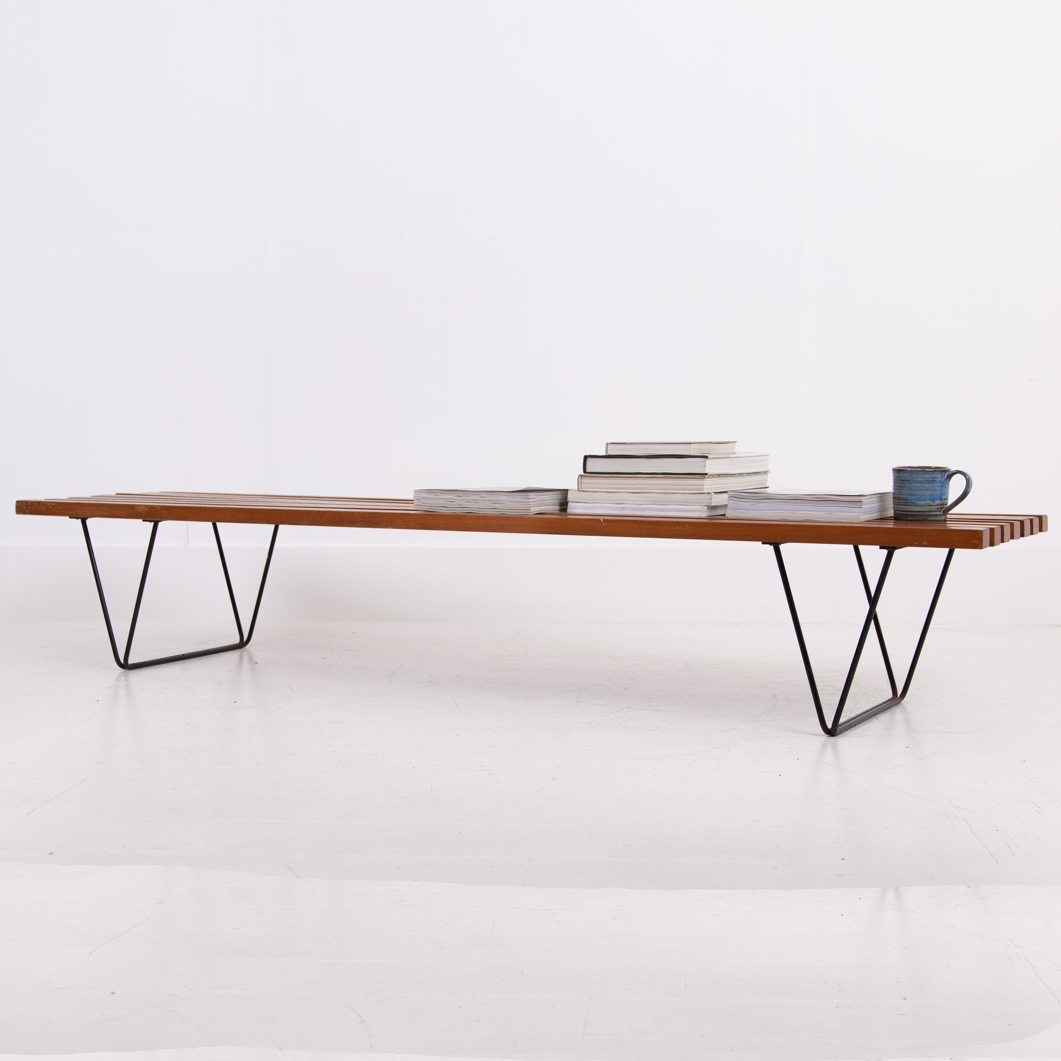 1950s Mid Century Slatted Bench Table by Robin Day for Hille