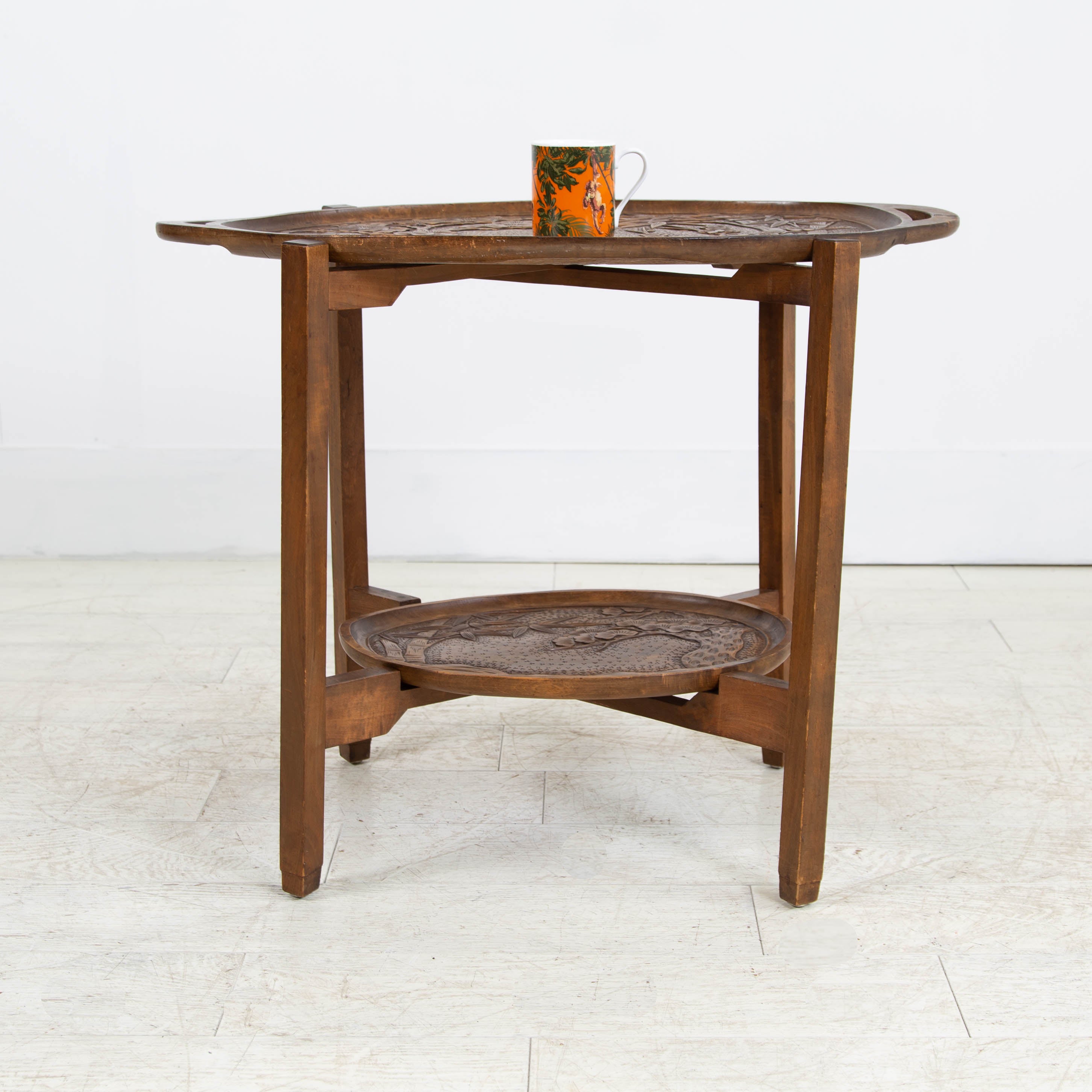 Delightful Mid Century Japanese Carved Side Table