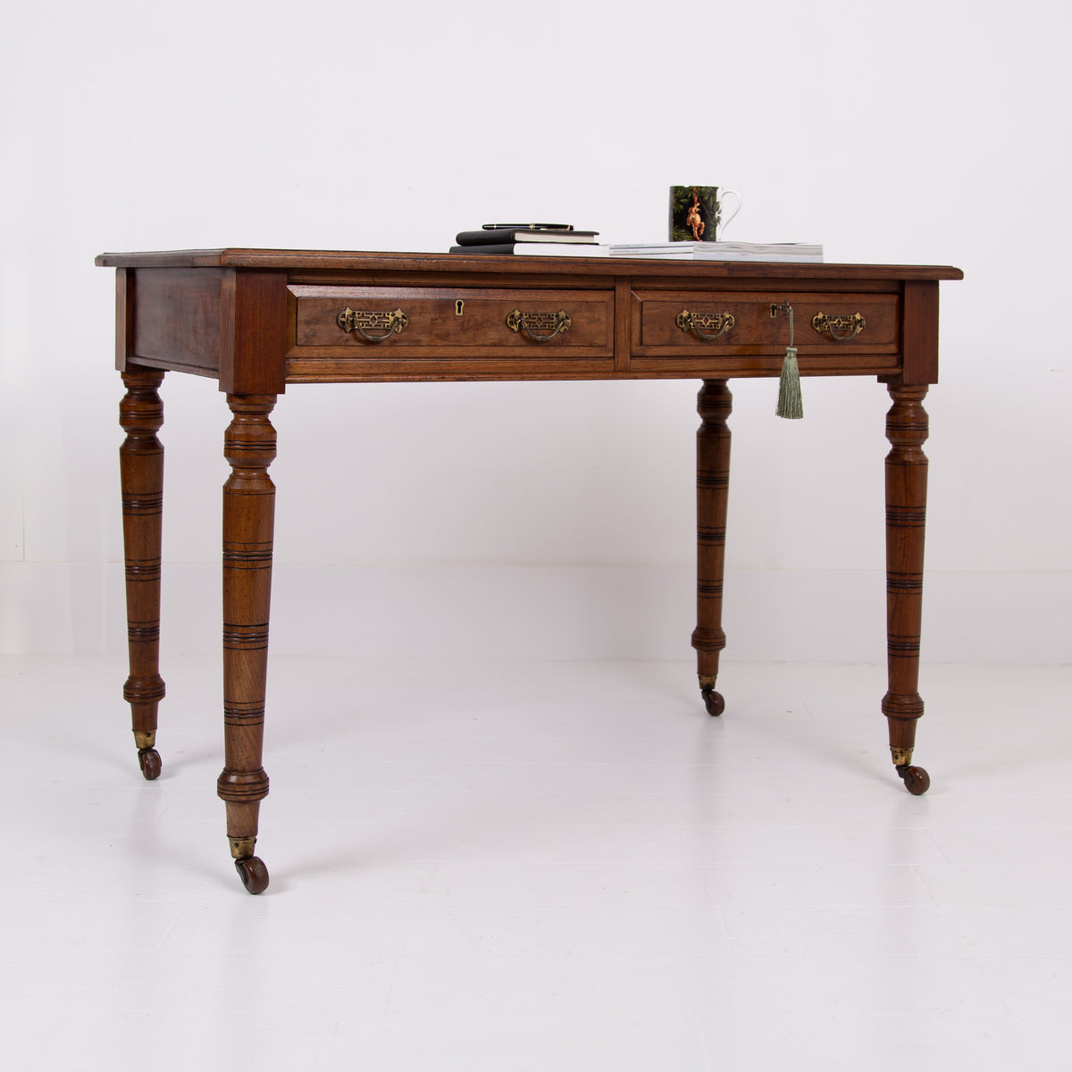 Antique Walnut Leather Topped Writing Desk James Shoolbred 1880