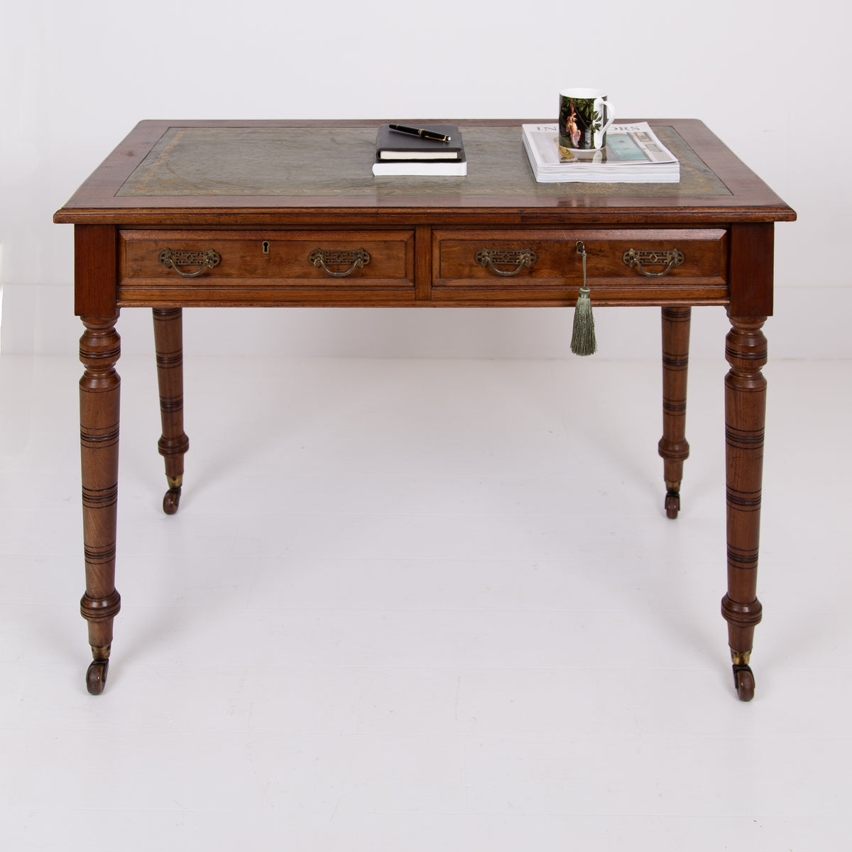 Antique Walnut Leather Topped Writing Desk James Shoolbred 1880