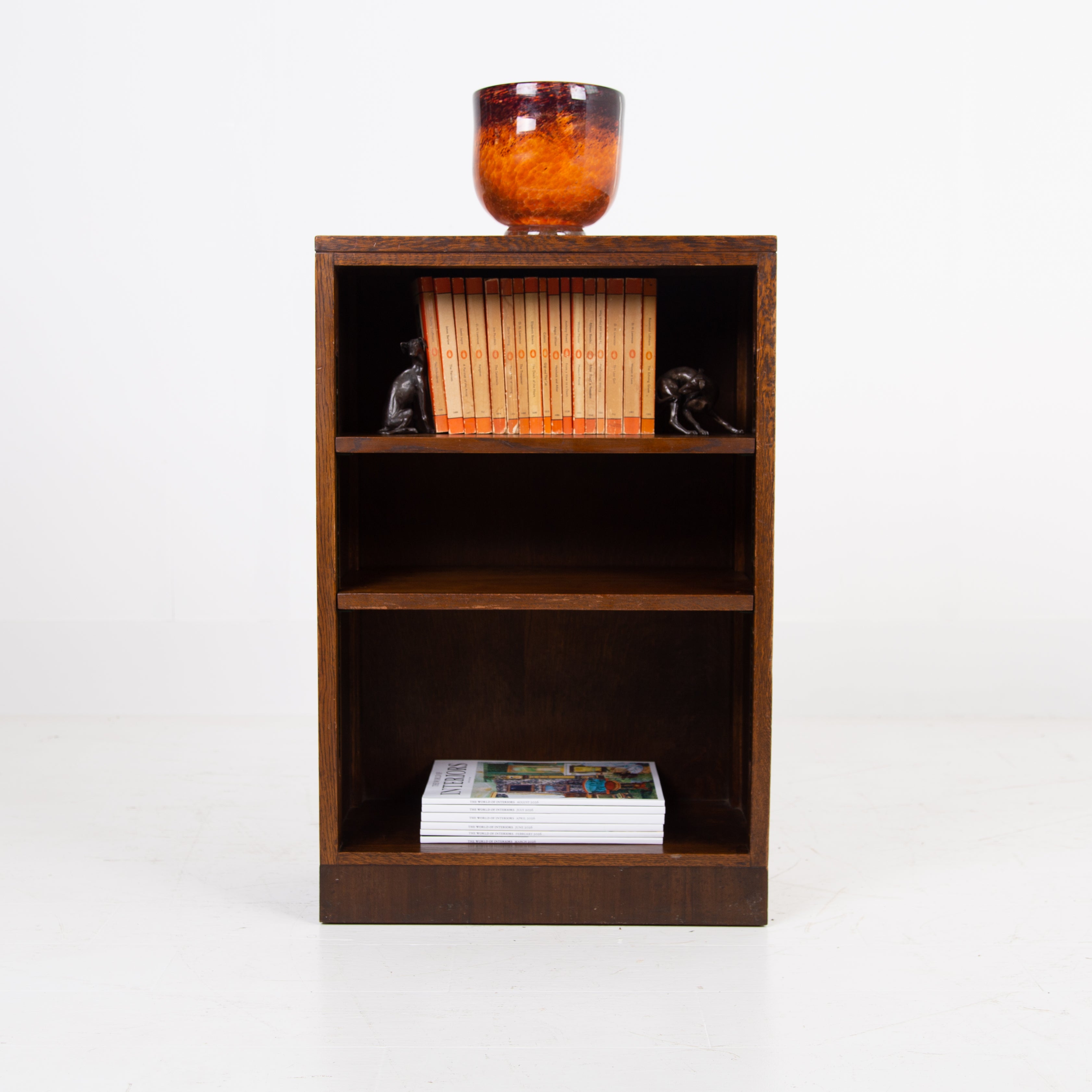 Leather Topped Oak Open Bookcase C1930