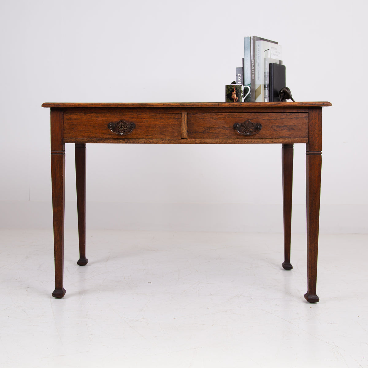 Attractive English Oak 2 Drawer Desk 1920s