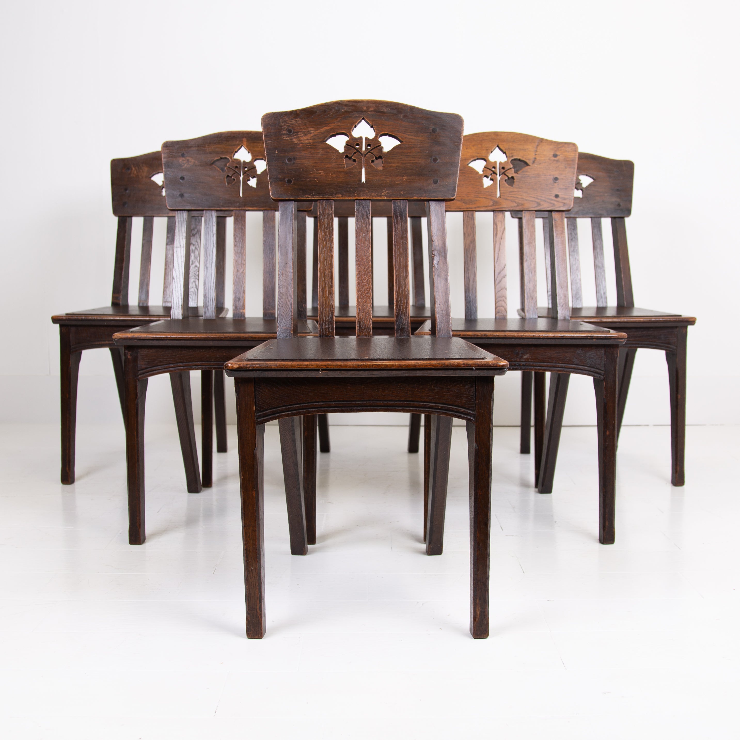 Set of 6 French Art Nouveau Dining Chairs by Leon Jallot C1905