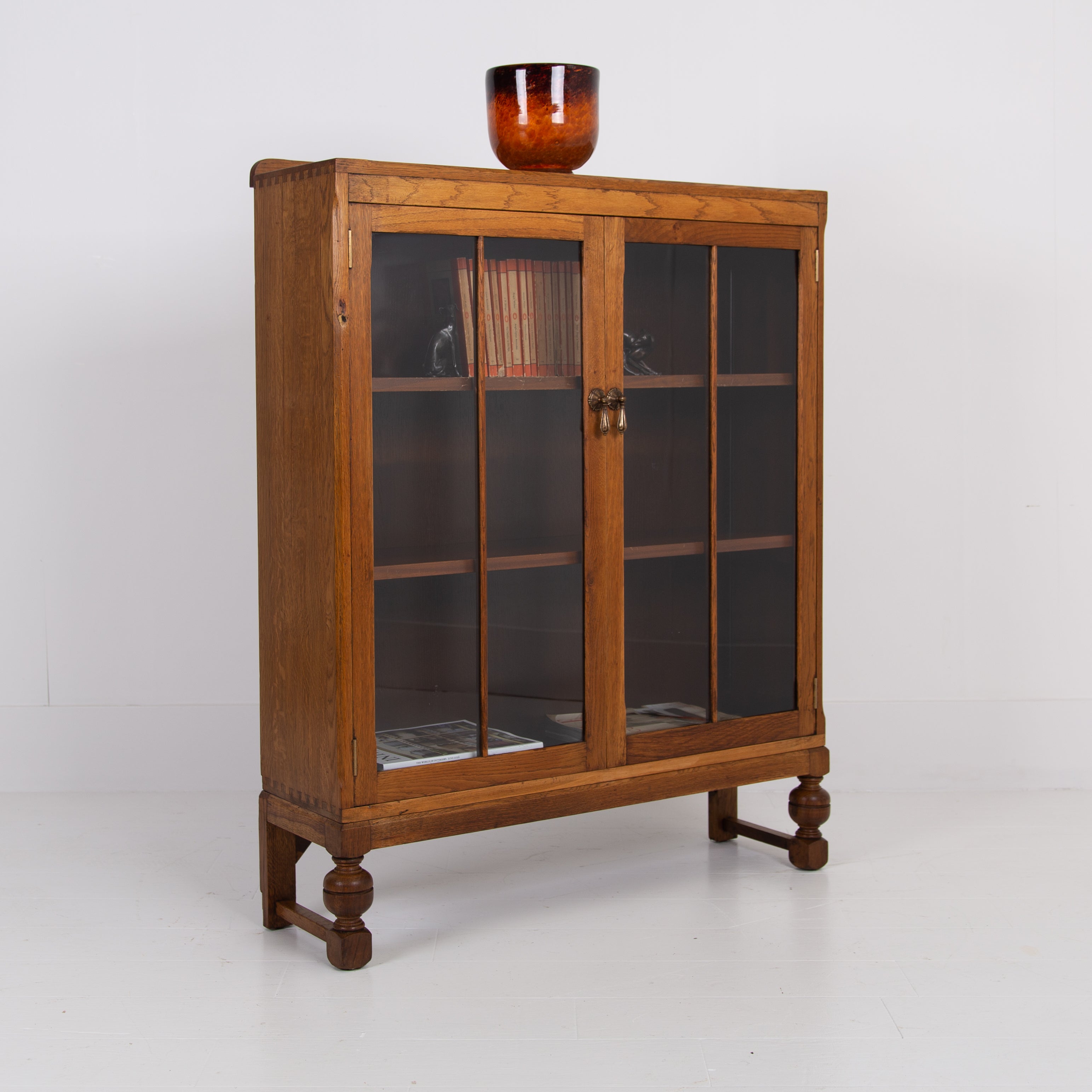 An Attractive 2 Door Glazed Bookcase Cabinet C1930