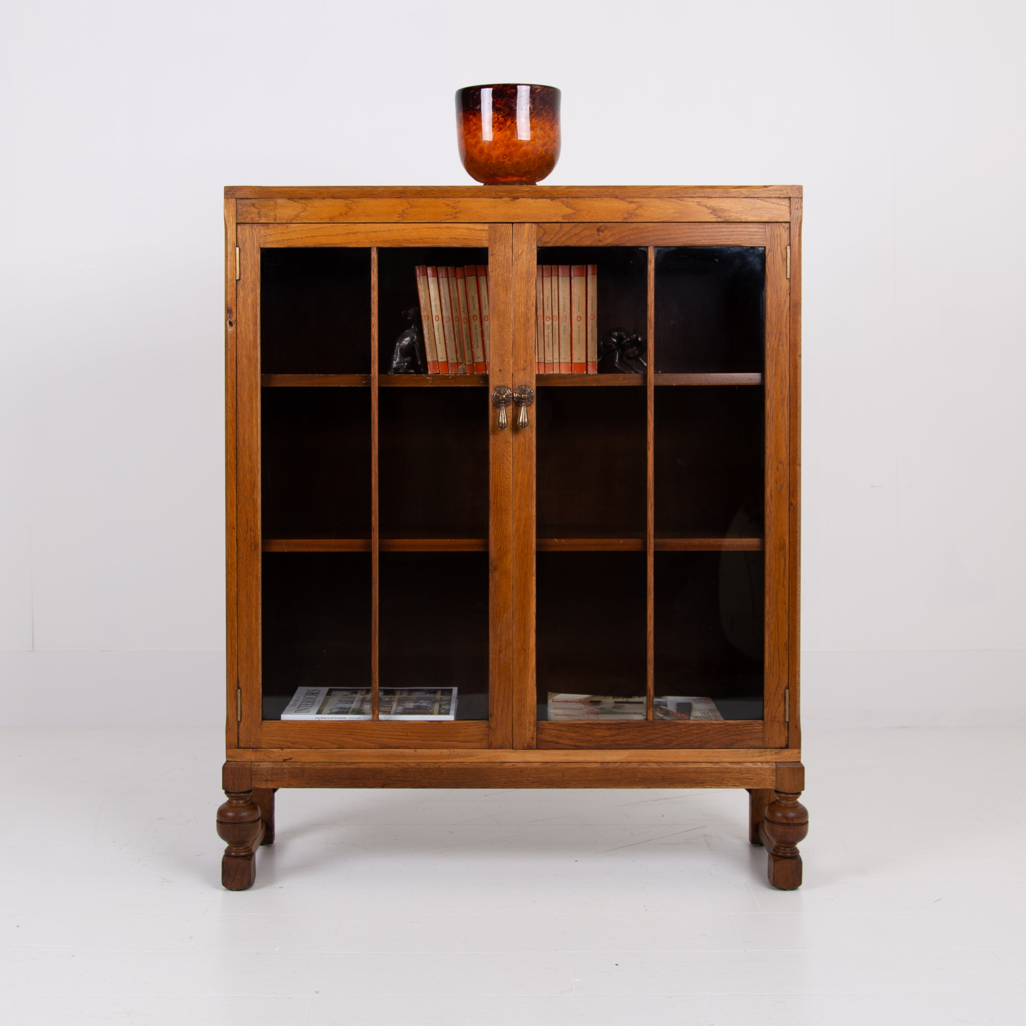 An Attractive 2 Door Glazed Bookcase Cabinet C1930