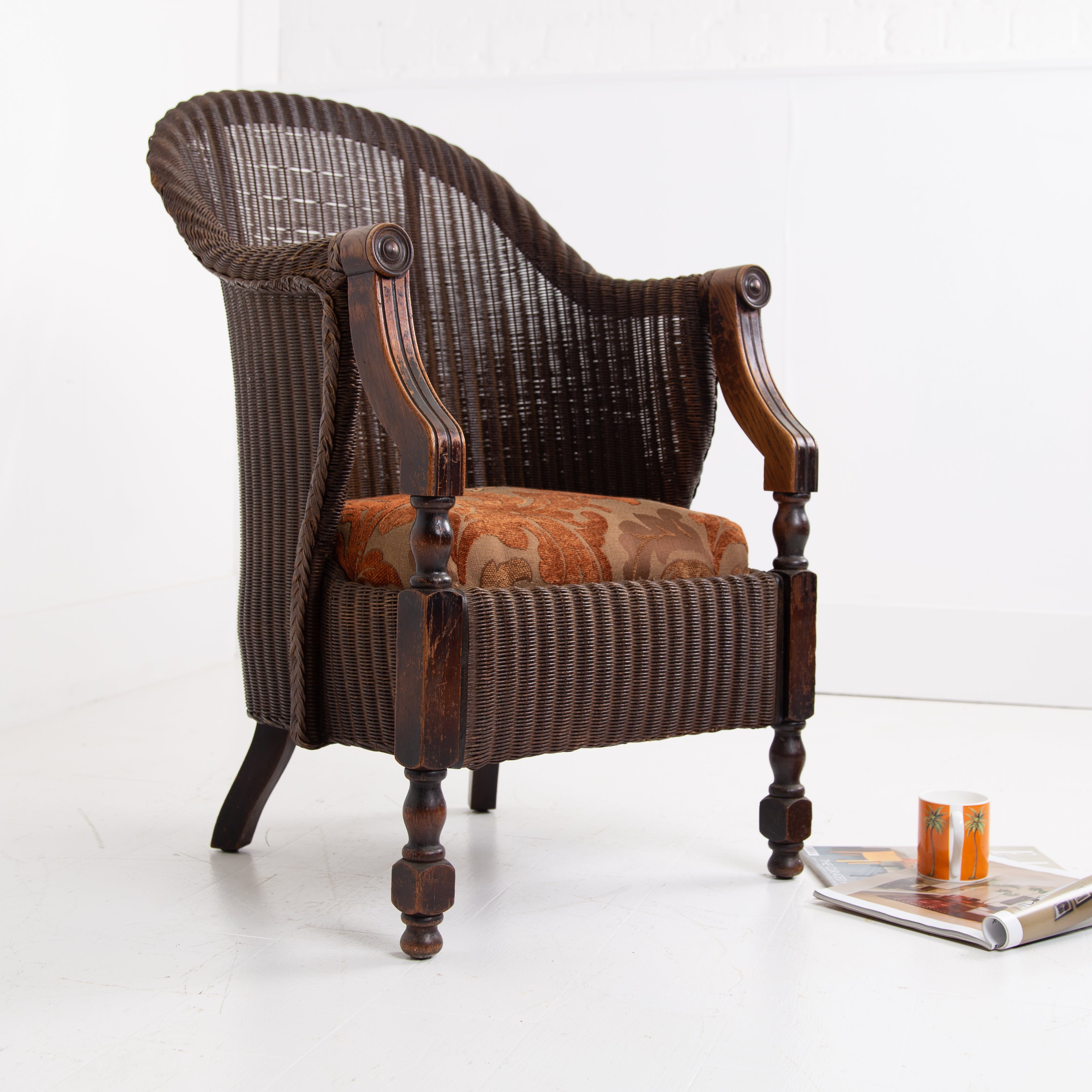 Rare Lloyd Loom and Oak Garden Room Armchair C1930