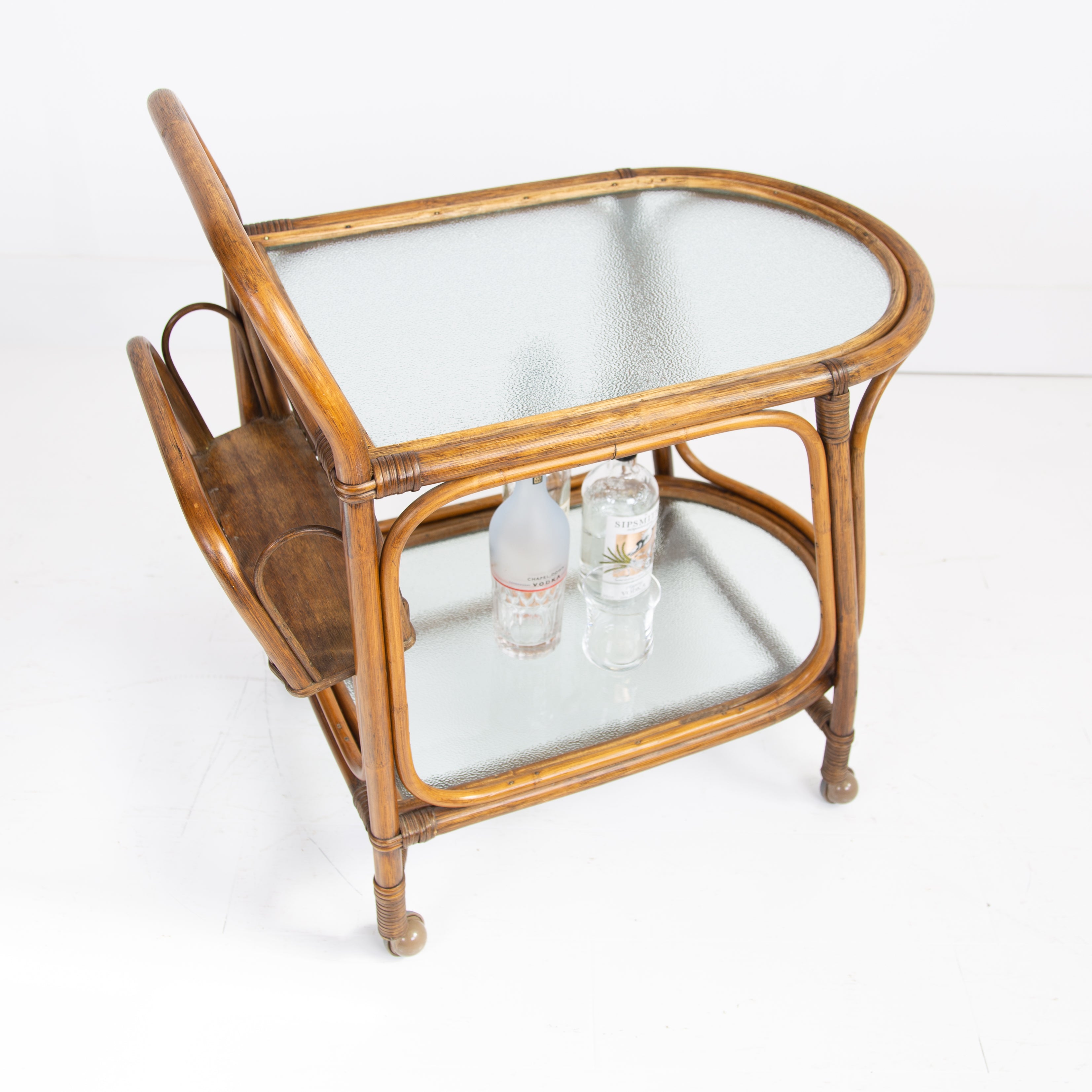Mid Century Bamboo Drinks Trolley C1970 by Angrave's