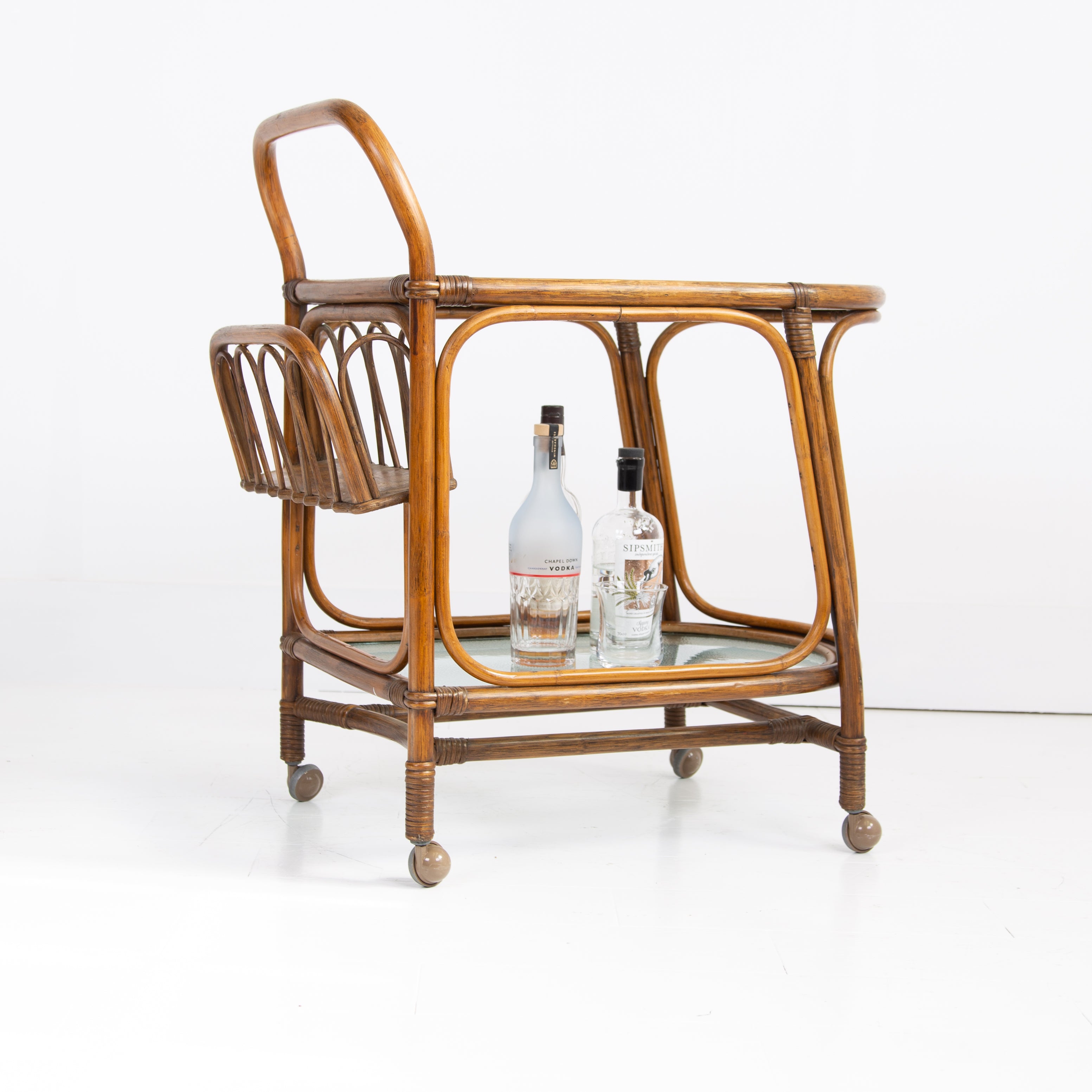 Mid Century Bamboo Drinks Trolley C1970 by Angrave's
