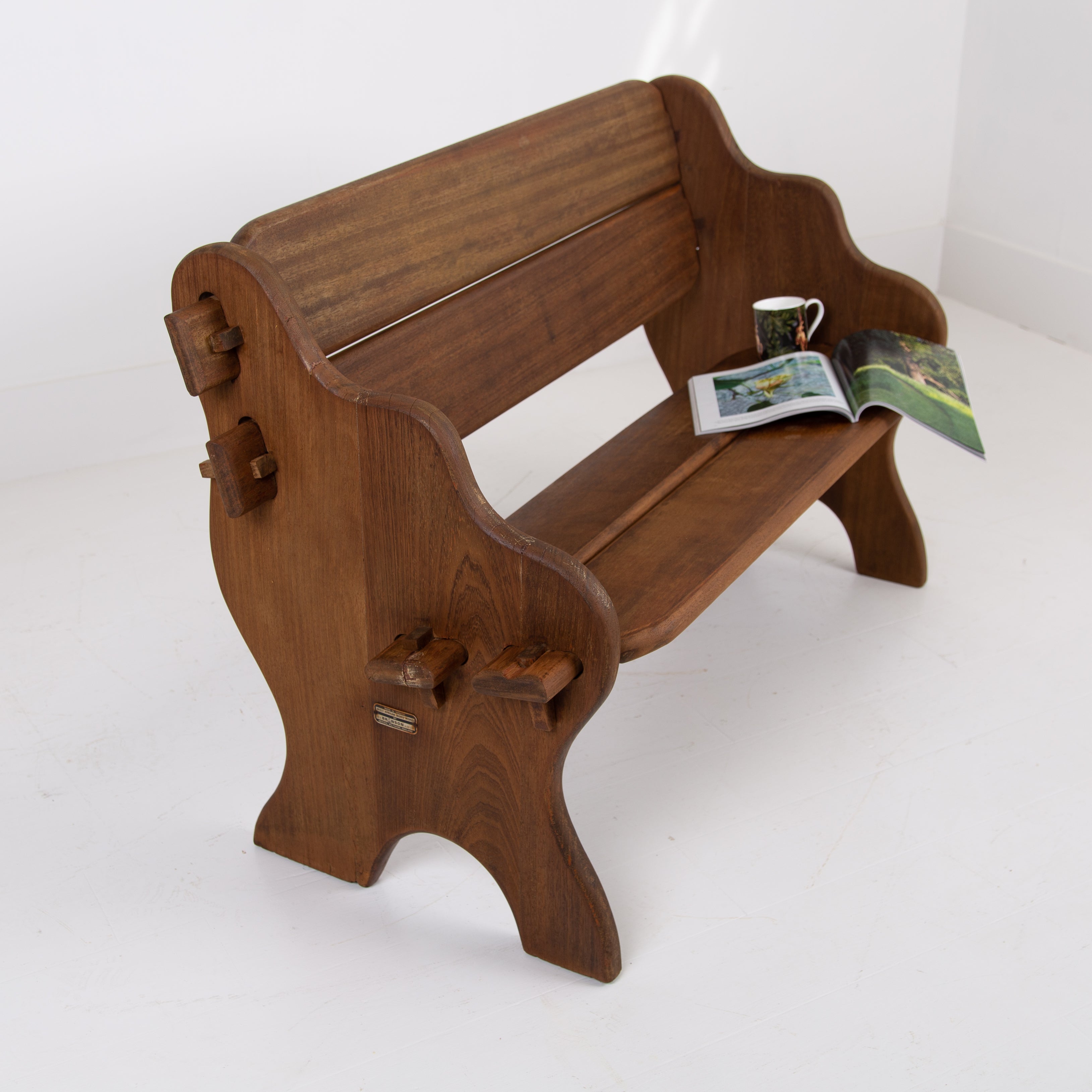 Mid Century Teak Garden Bench Seat by Branson