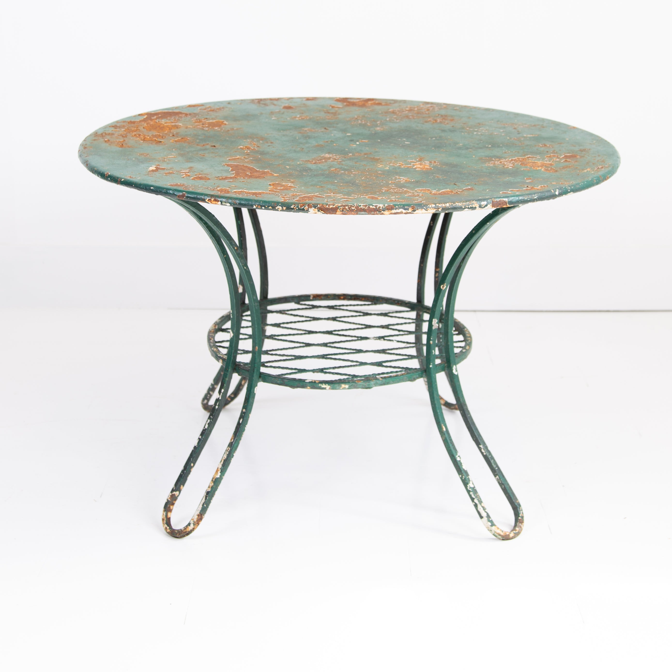 Aged French Metal Patio Garden Table C1970s