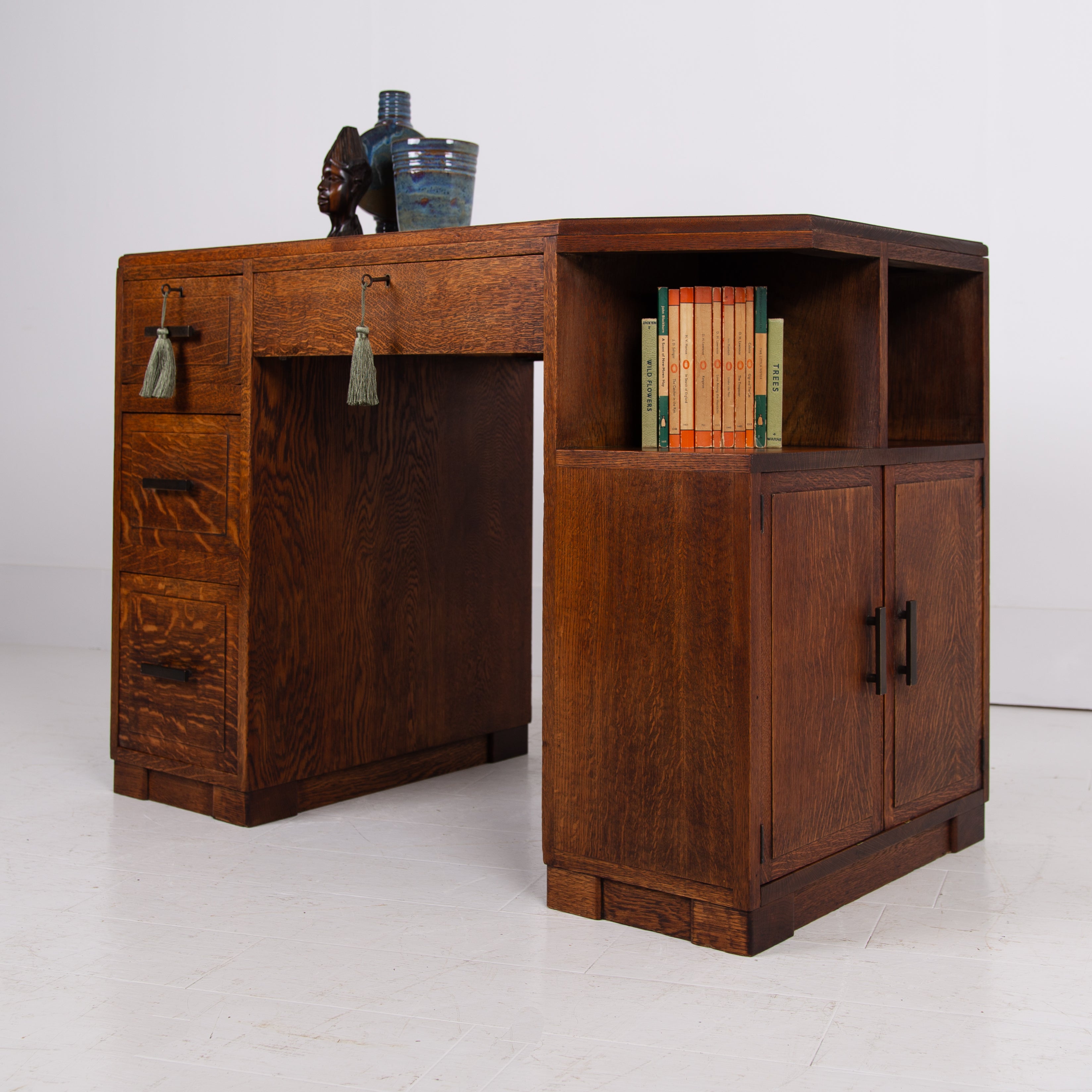 Superb 1930s Oak Deco Modernist Desk