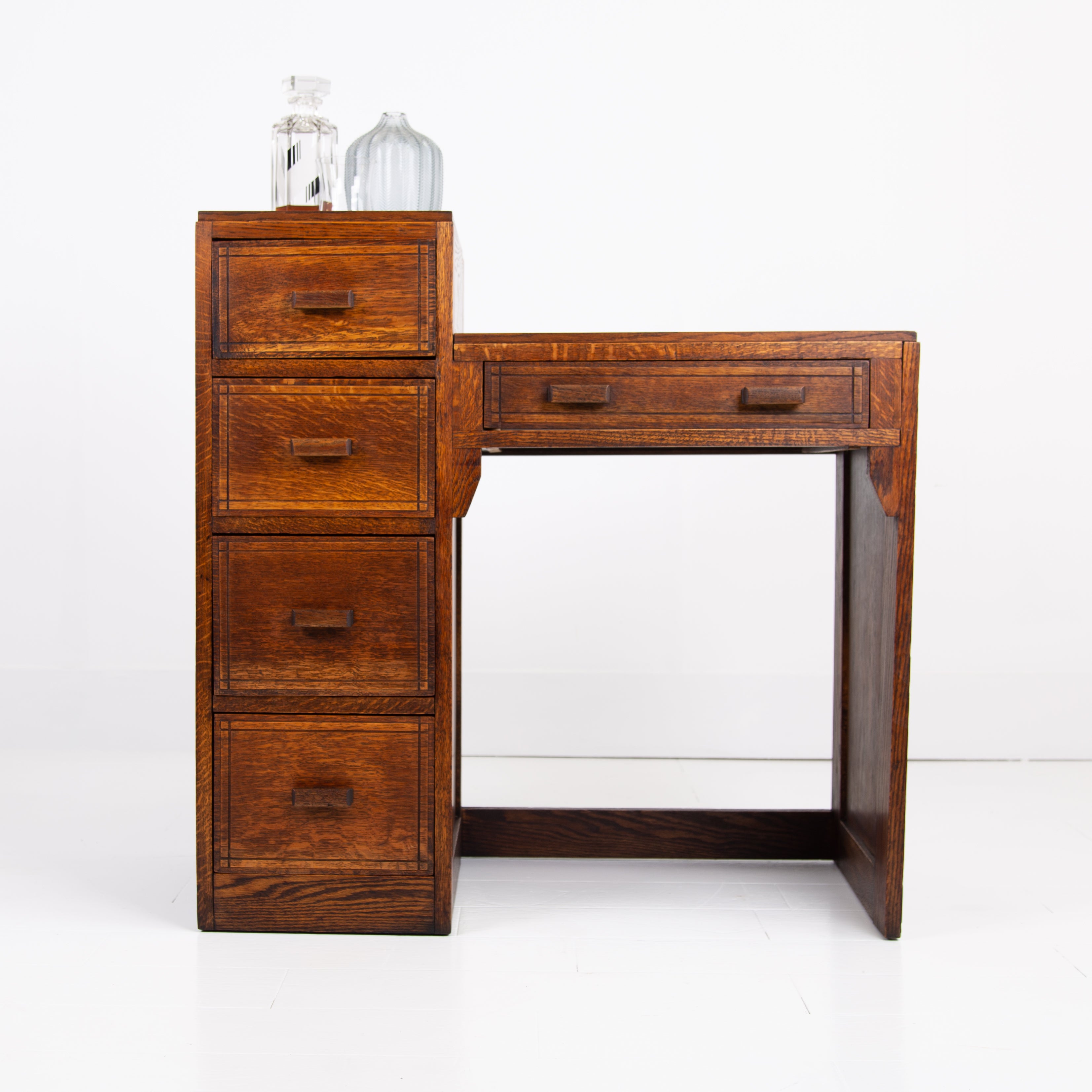 English Oak Modernist Student Desk C1930
