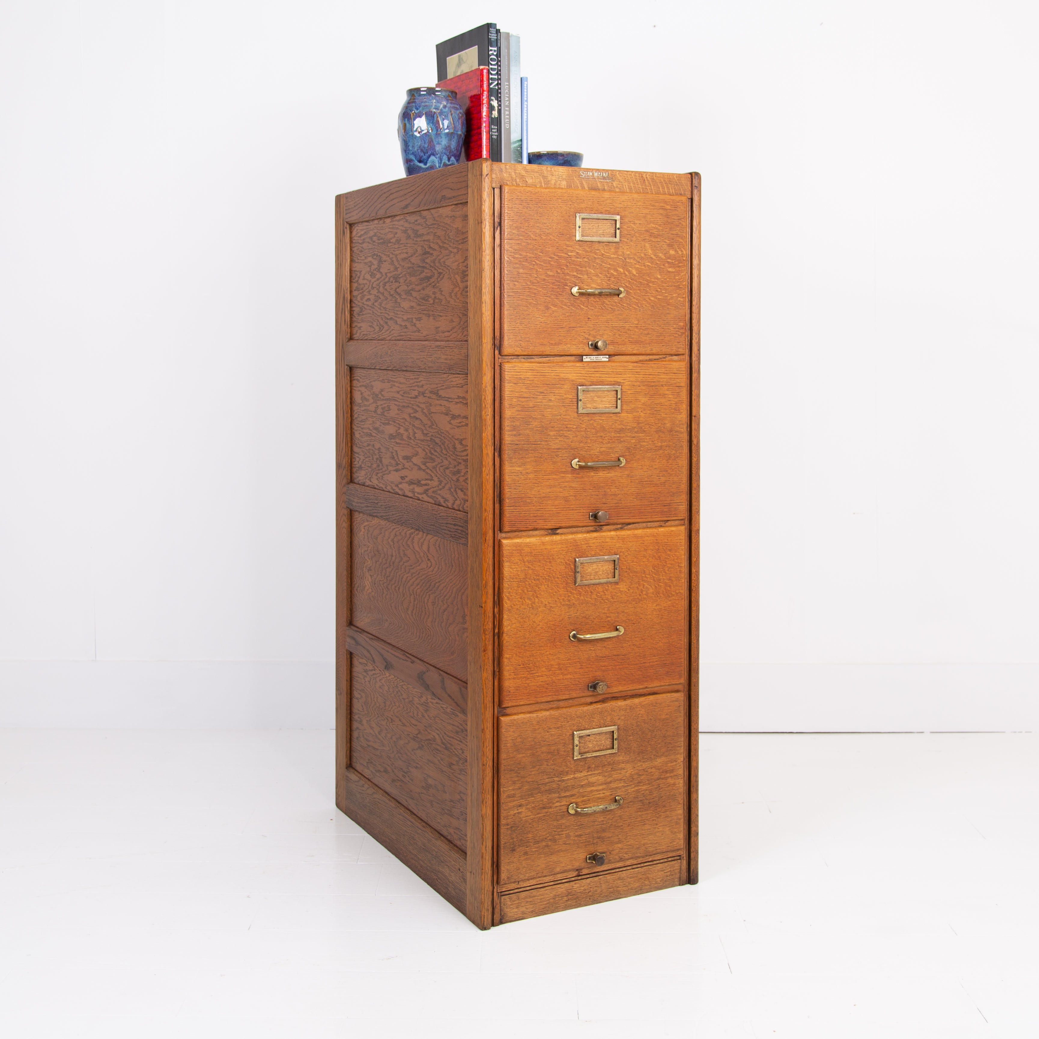 1930s Oak 4 Drawer Filing Cabinet from Corpus Christi College