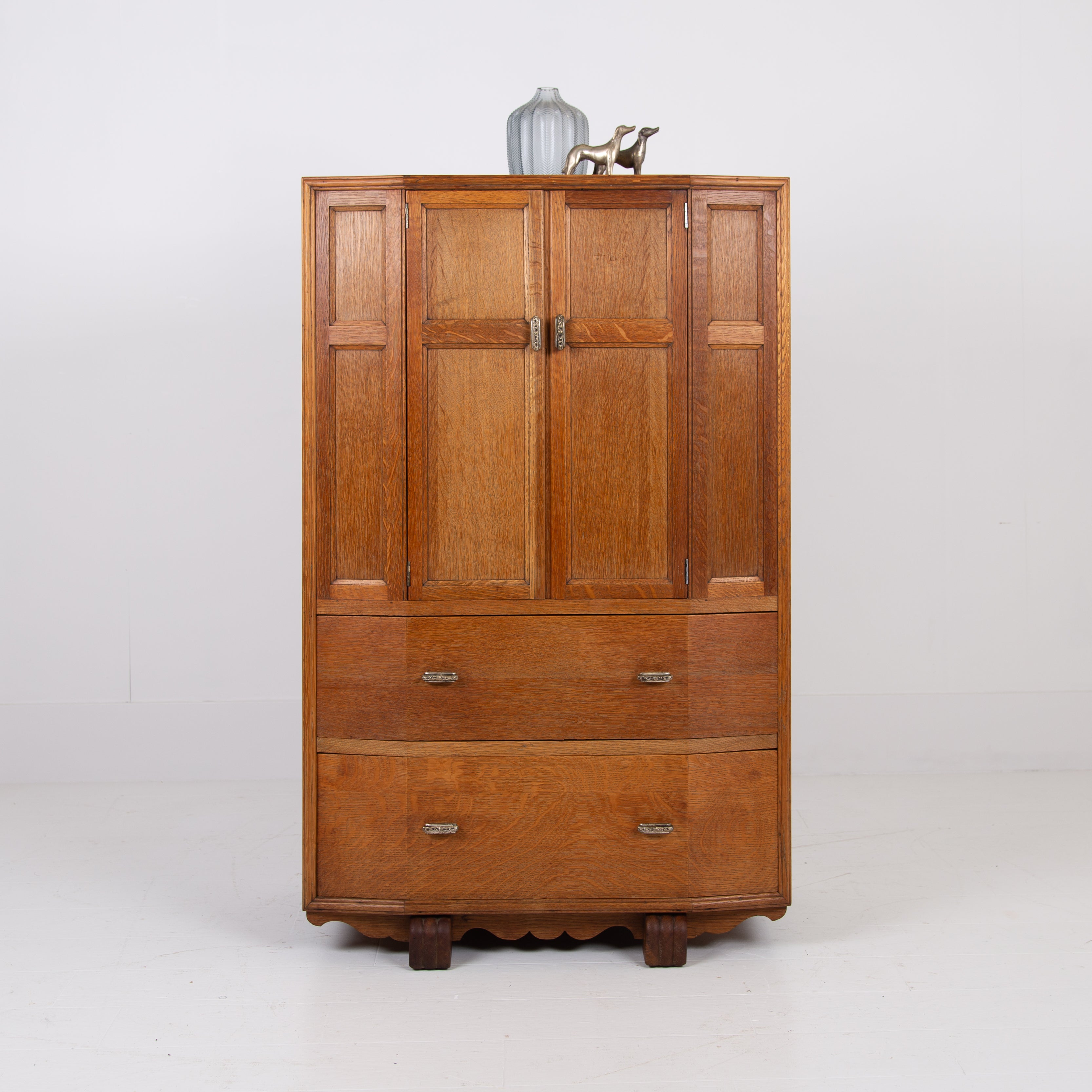 Art Deco Oak Tallboy Cabinet 1930