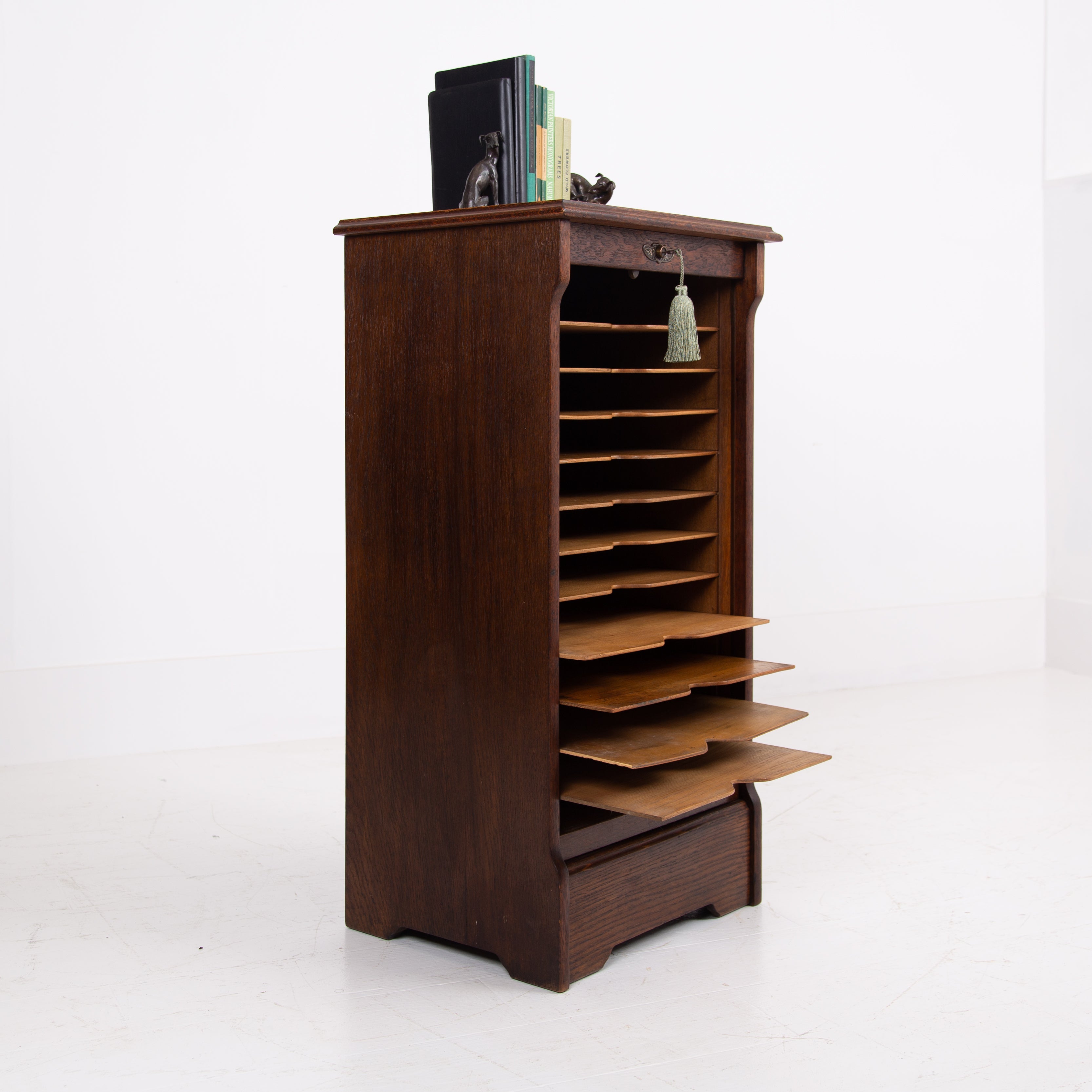Oak Tambour Door Cabinet English 1915