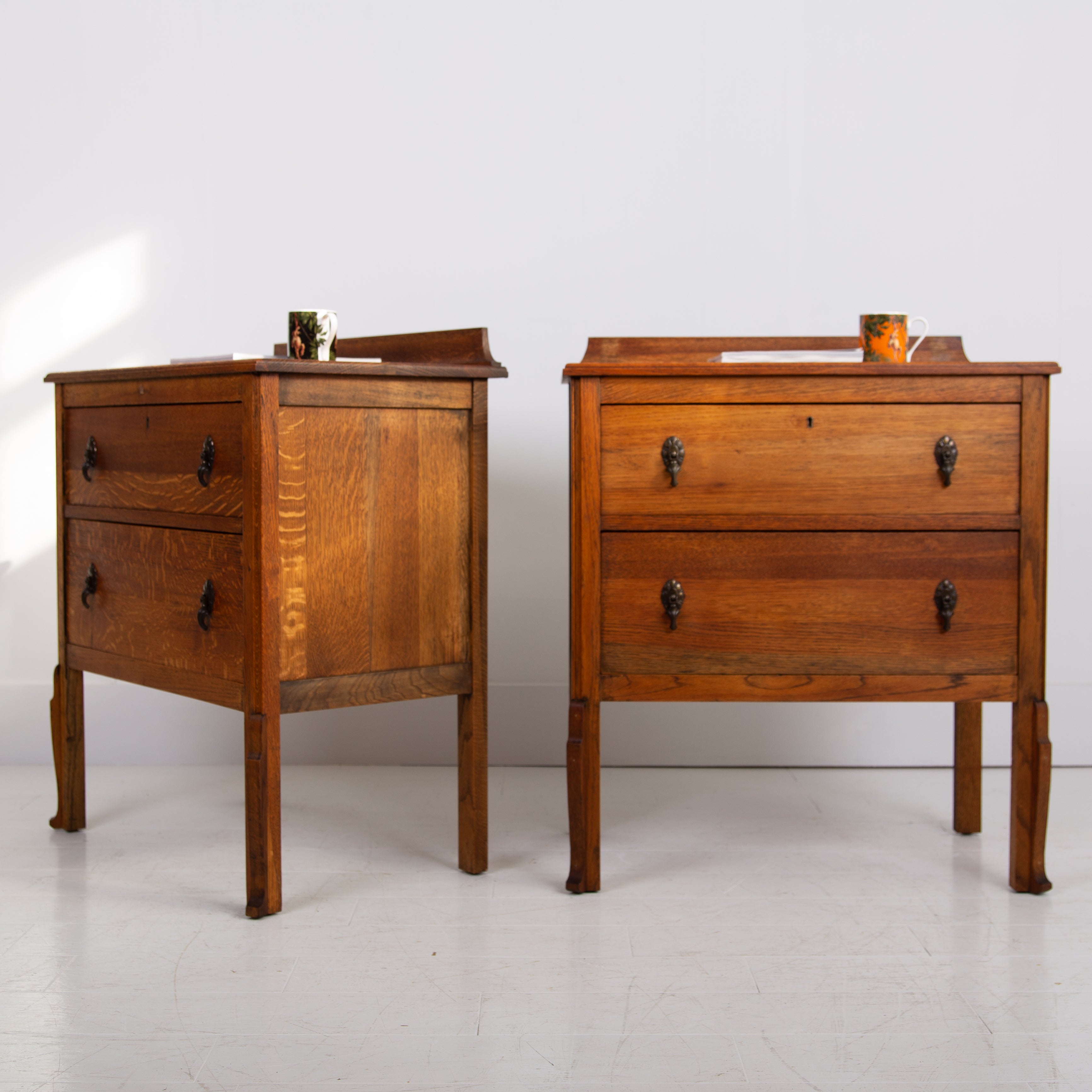Charming Pair of English Oak Chests of Drawers C1920