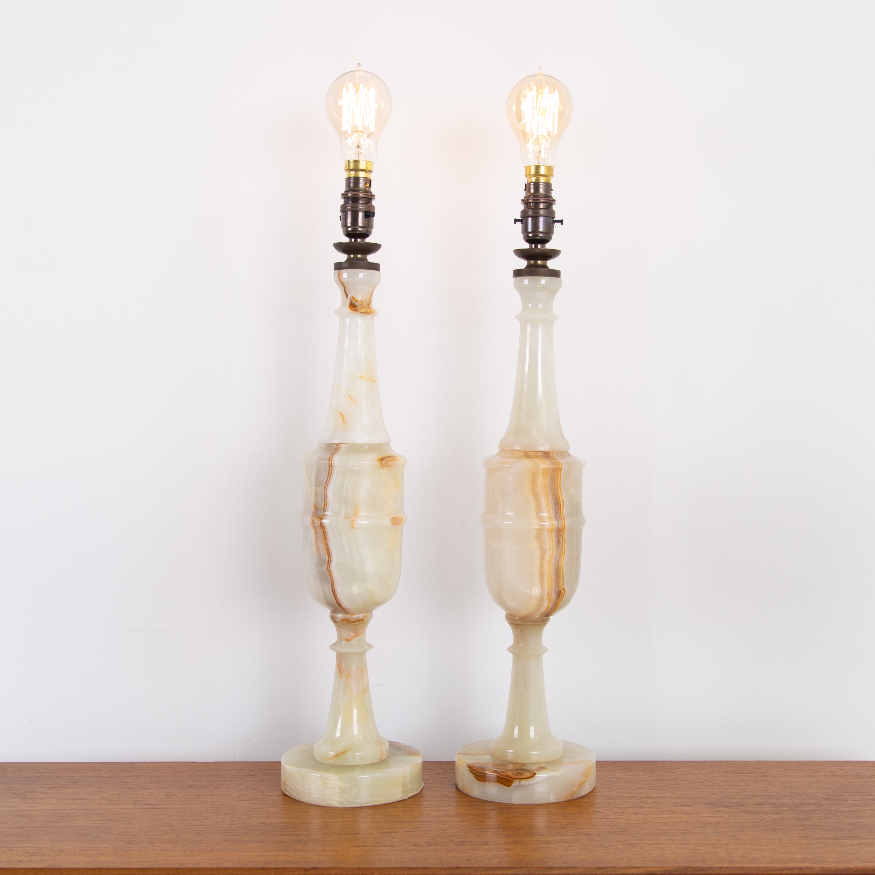 Pair of Large Mid Century Alabaster Table Lamps