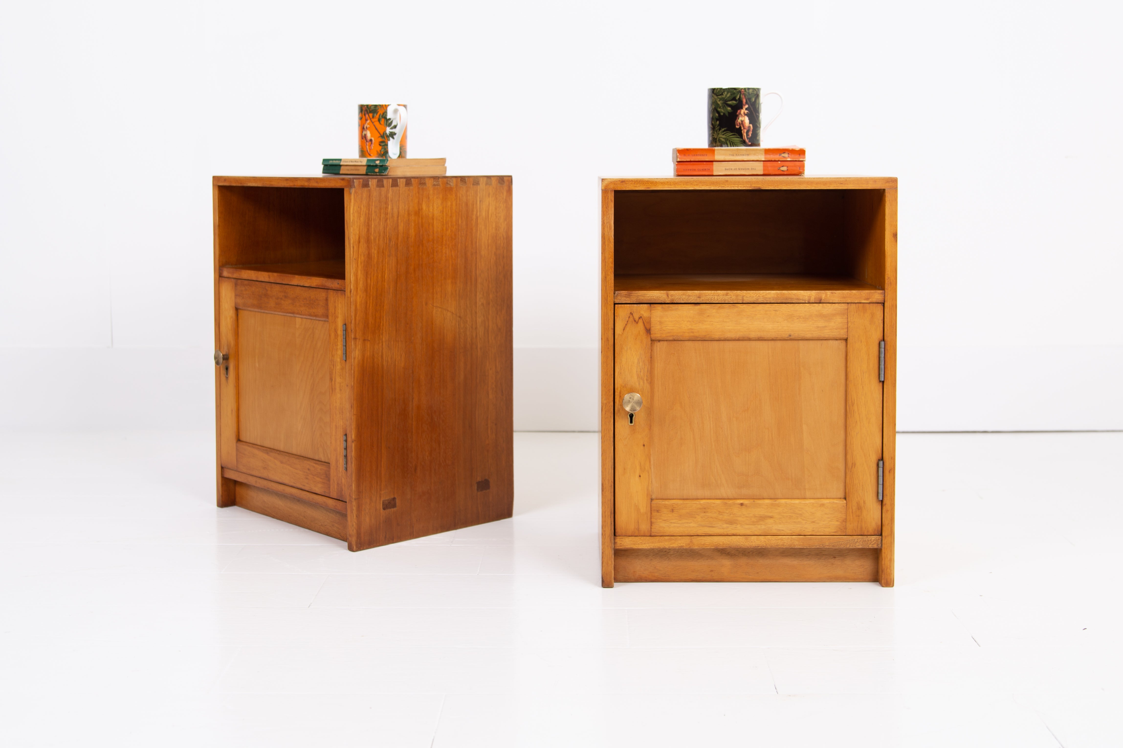 Pair Mid Century Government Issue Bedside Cabinets