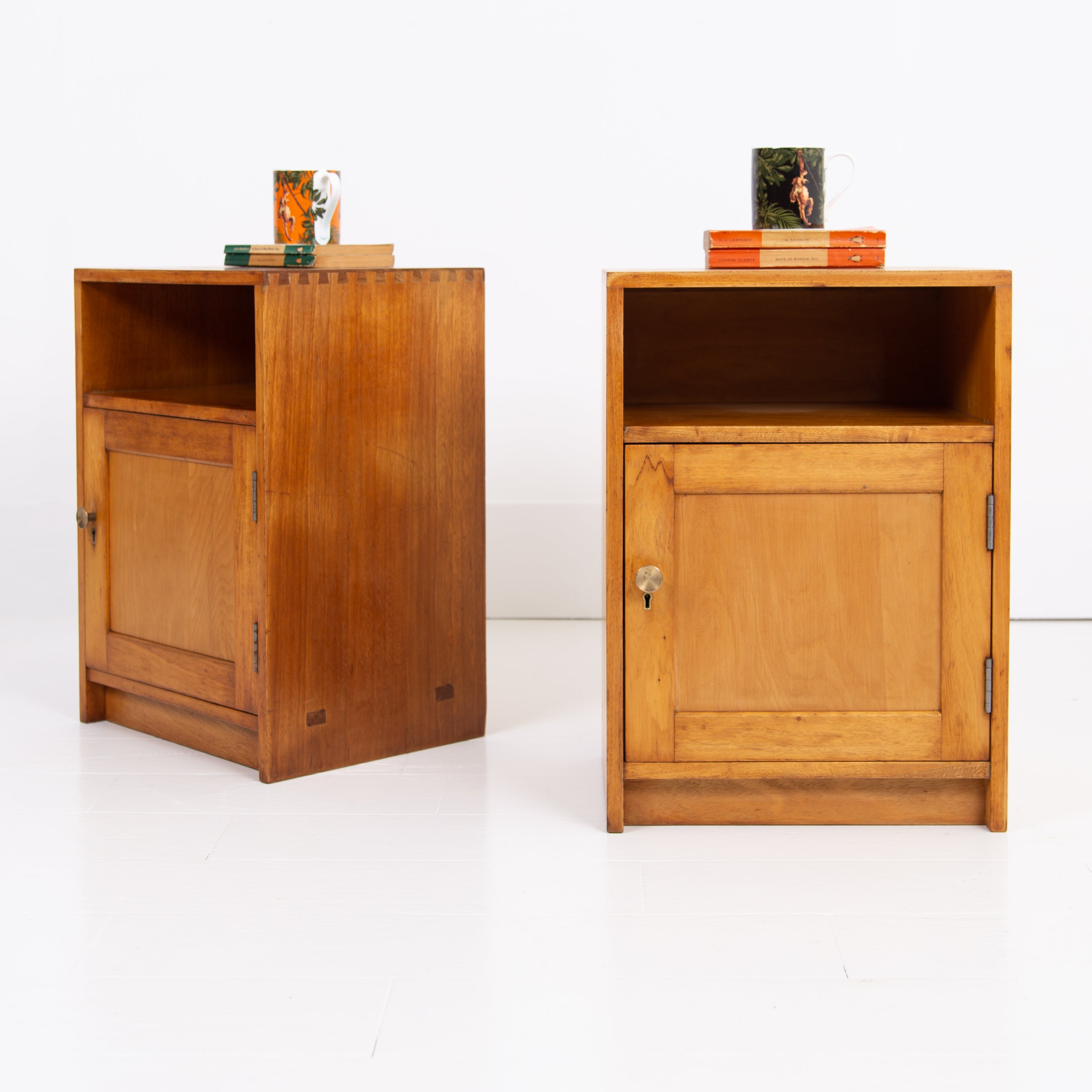 Pair Mid Century Government Issue Bedside Cabinets