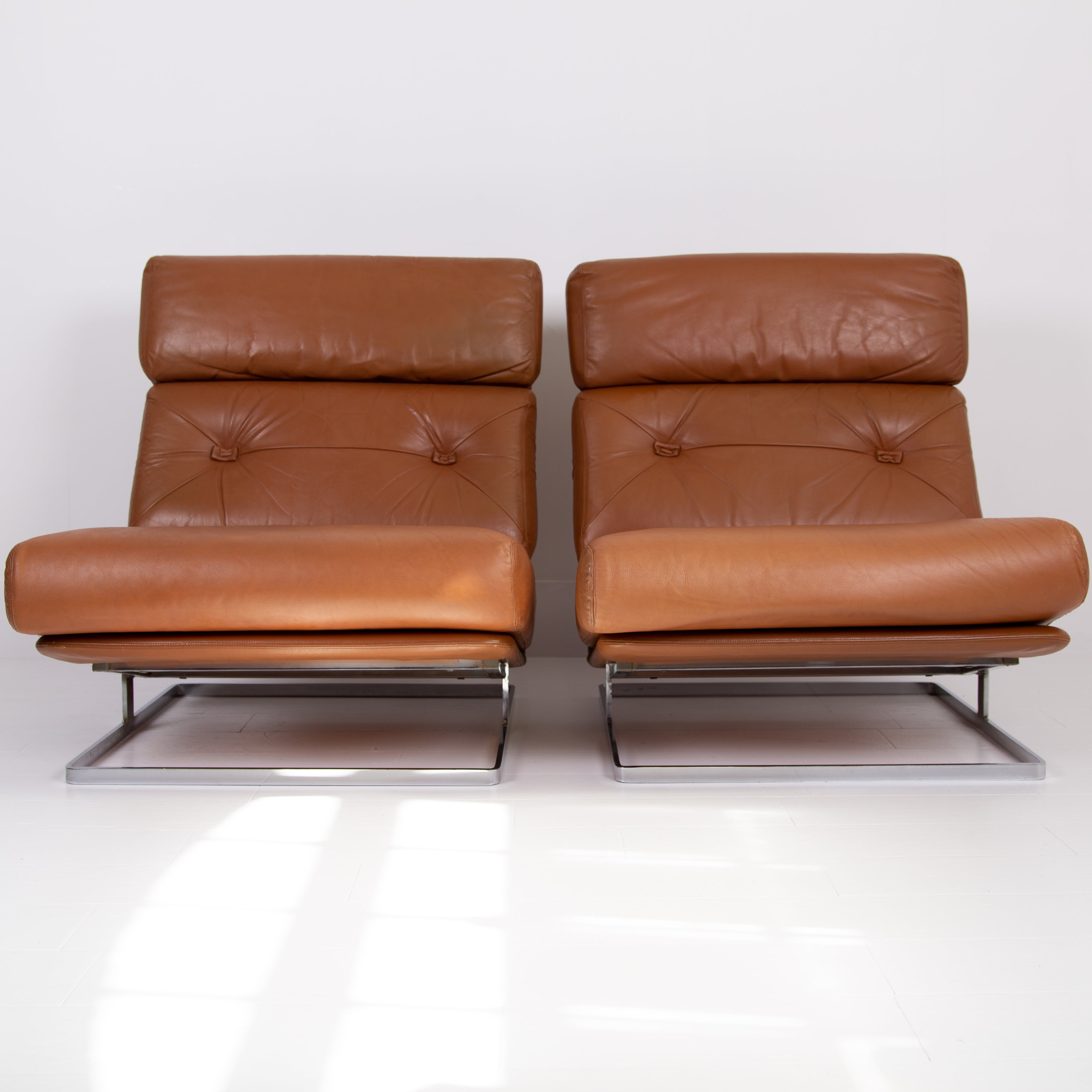Pair of Mid Century Leather Tetrad Nucleus Lounge Chairs