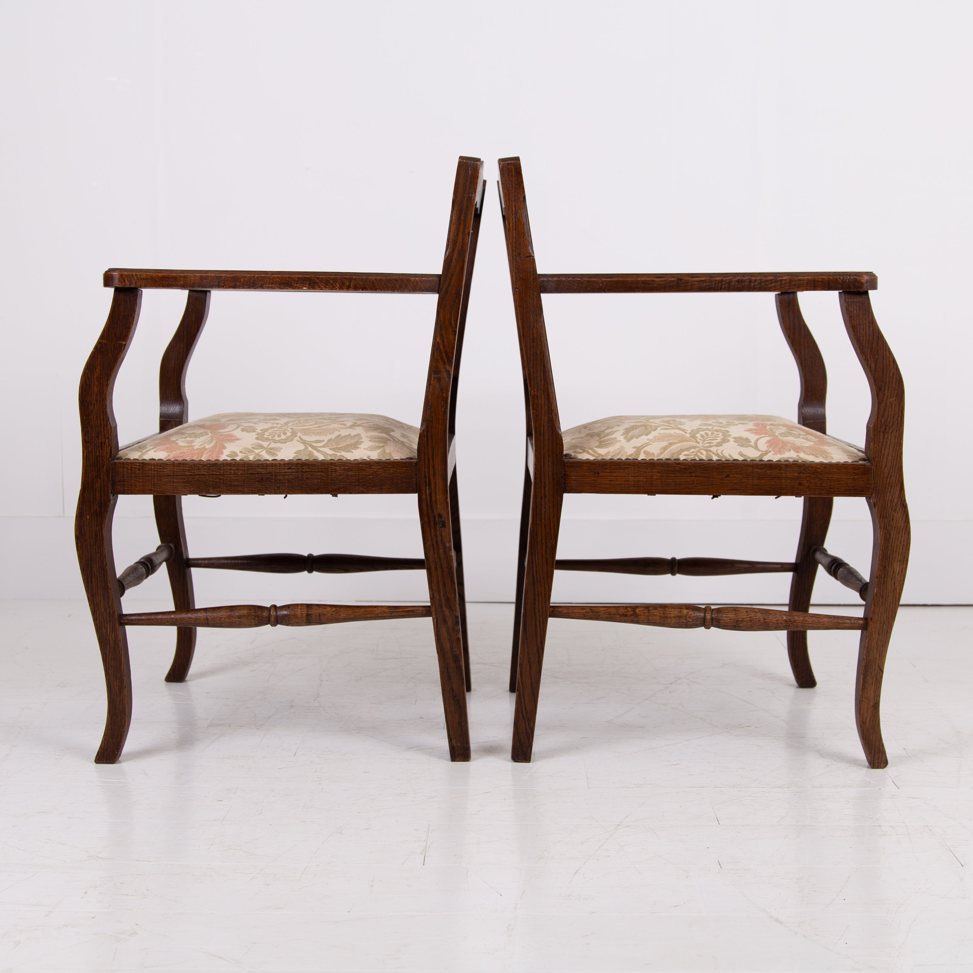 Pair of Attractive Oak Occasional Armchairs C1930