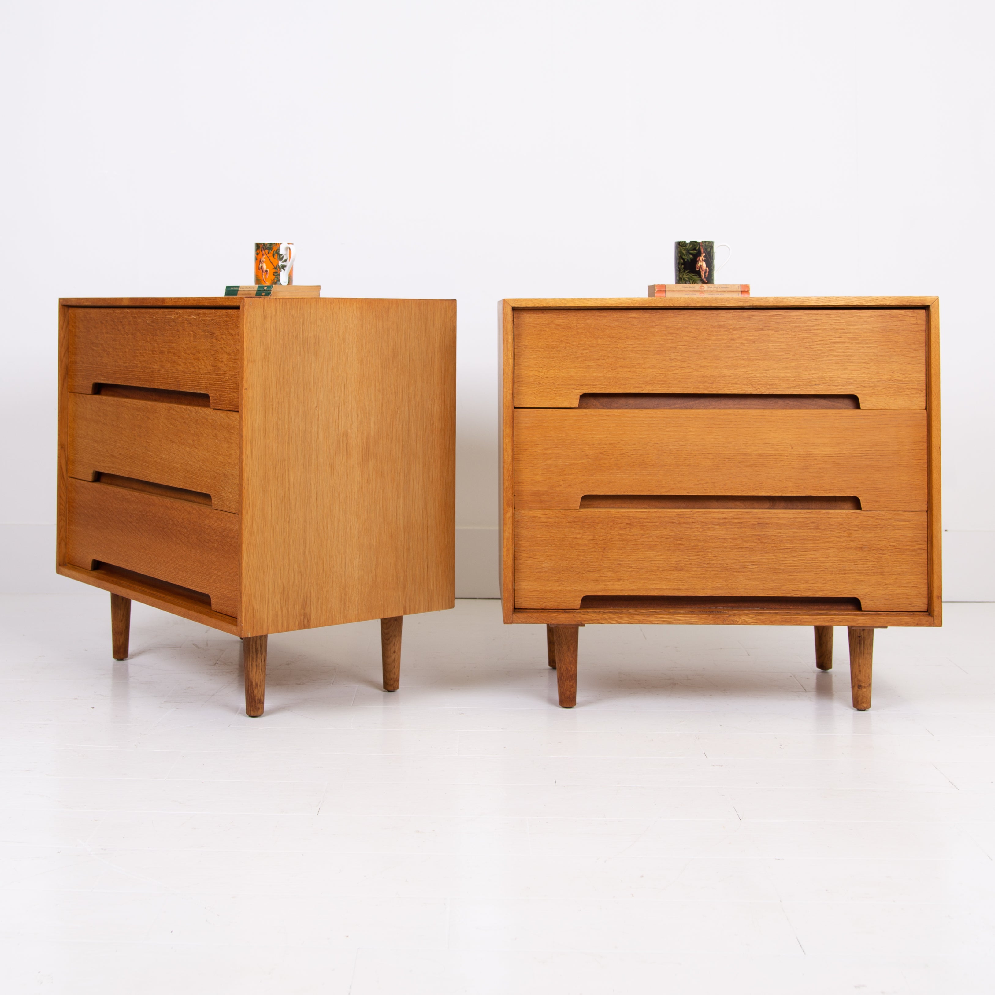 Pair Mid Century Oak Chest Drawers John & Sylvia Reid for Stag