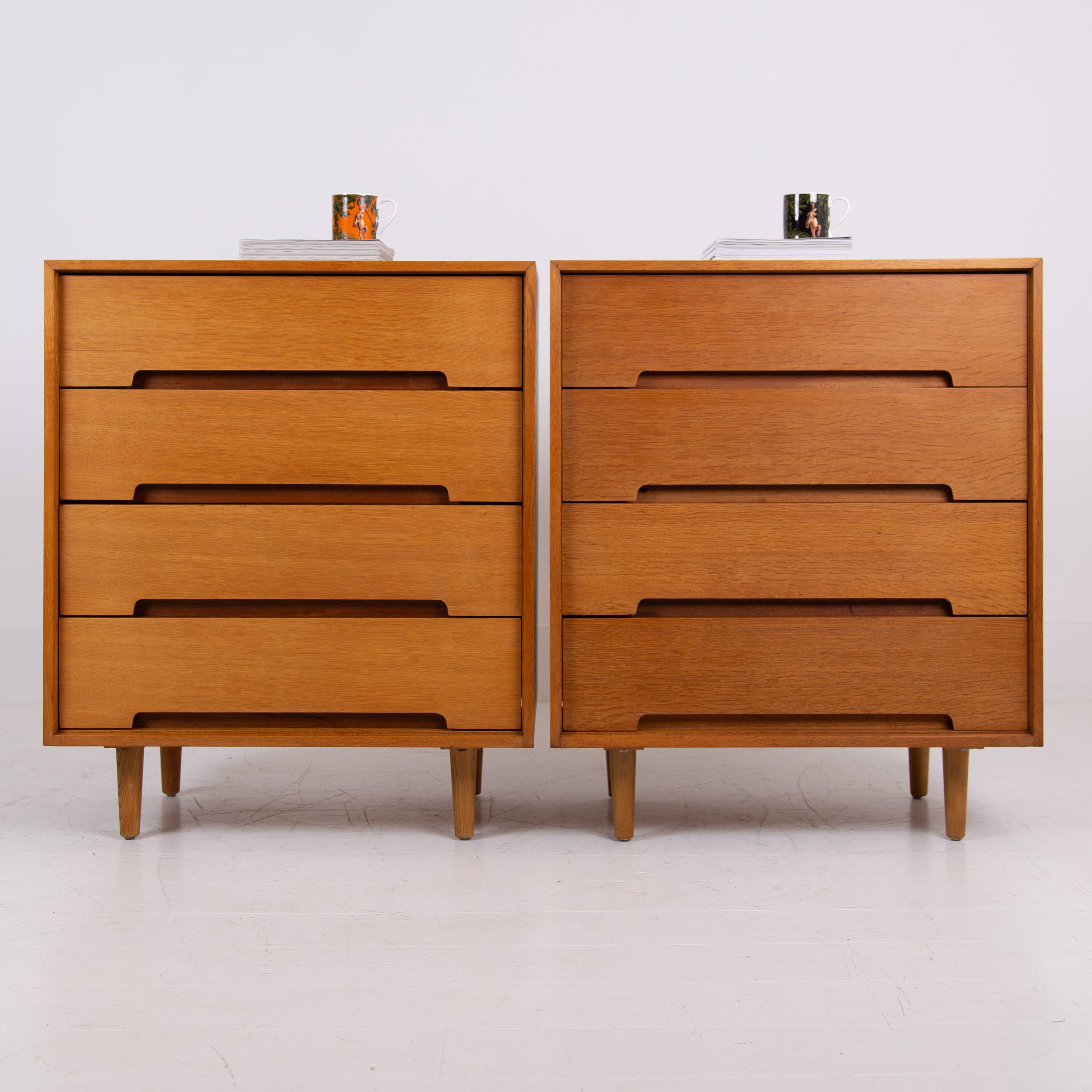 Pair Mid Century Oak Chest of Drawers John & Sylvia Reid for Stag
