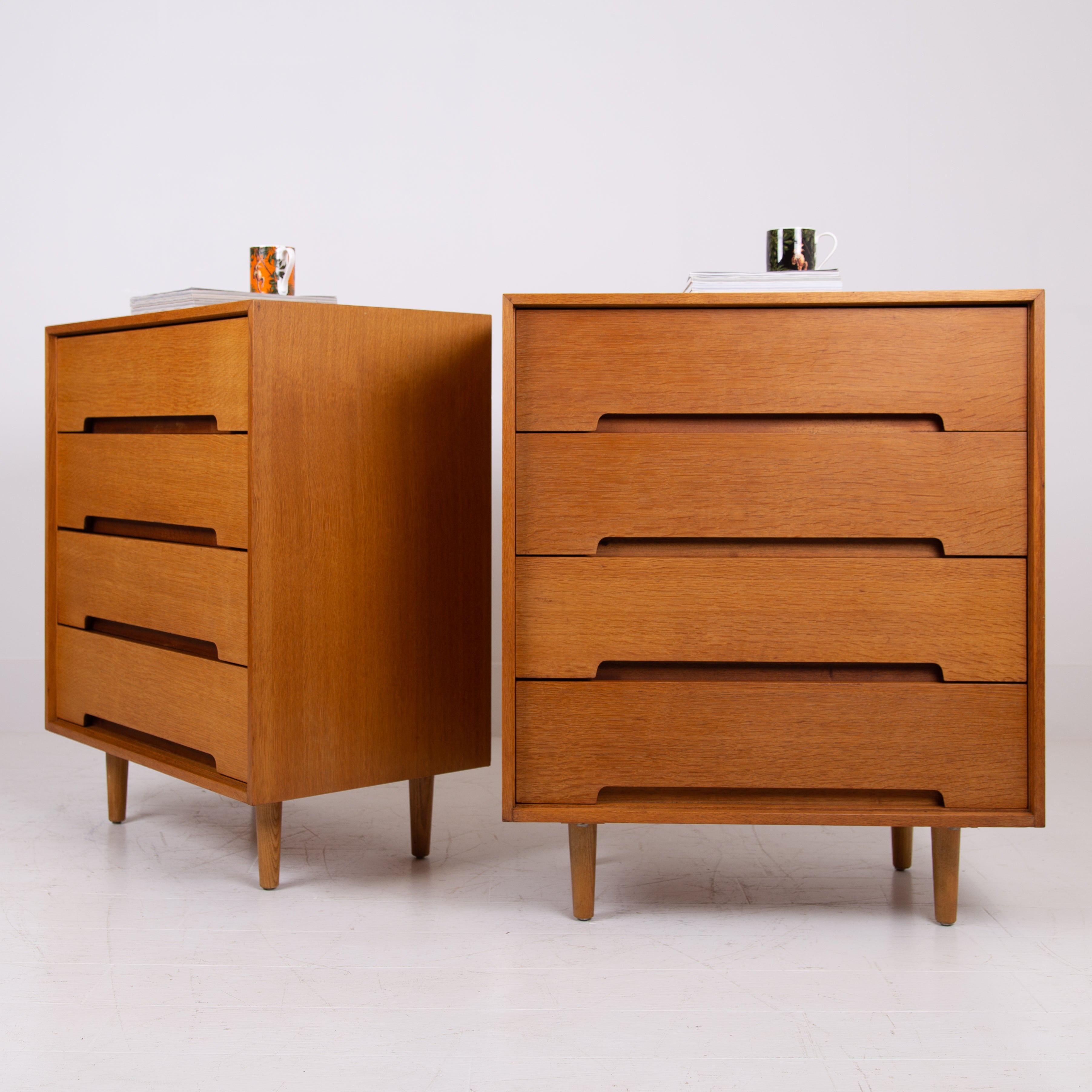 Pair Mid Century Oak Chest of Drawers John & Sylvia Reid for Stag