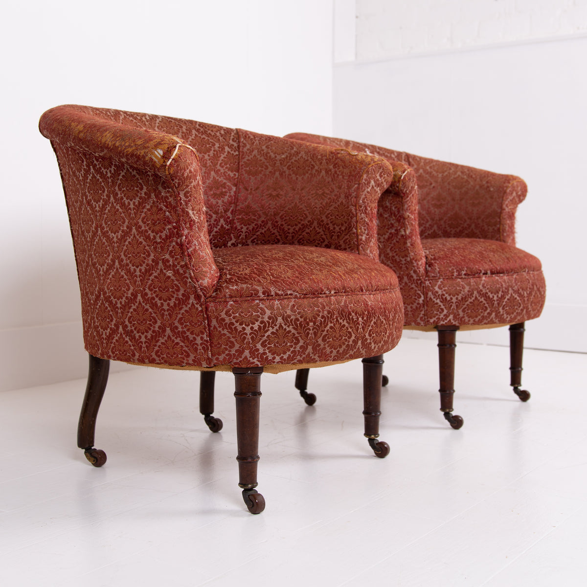 Delightful Pair of Antique Tub Chairs For Re-upholstery C1870