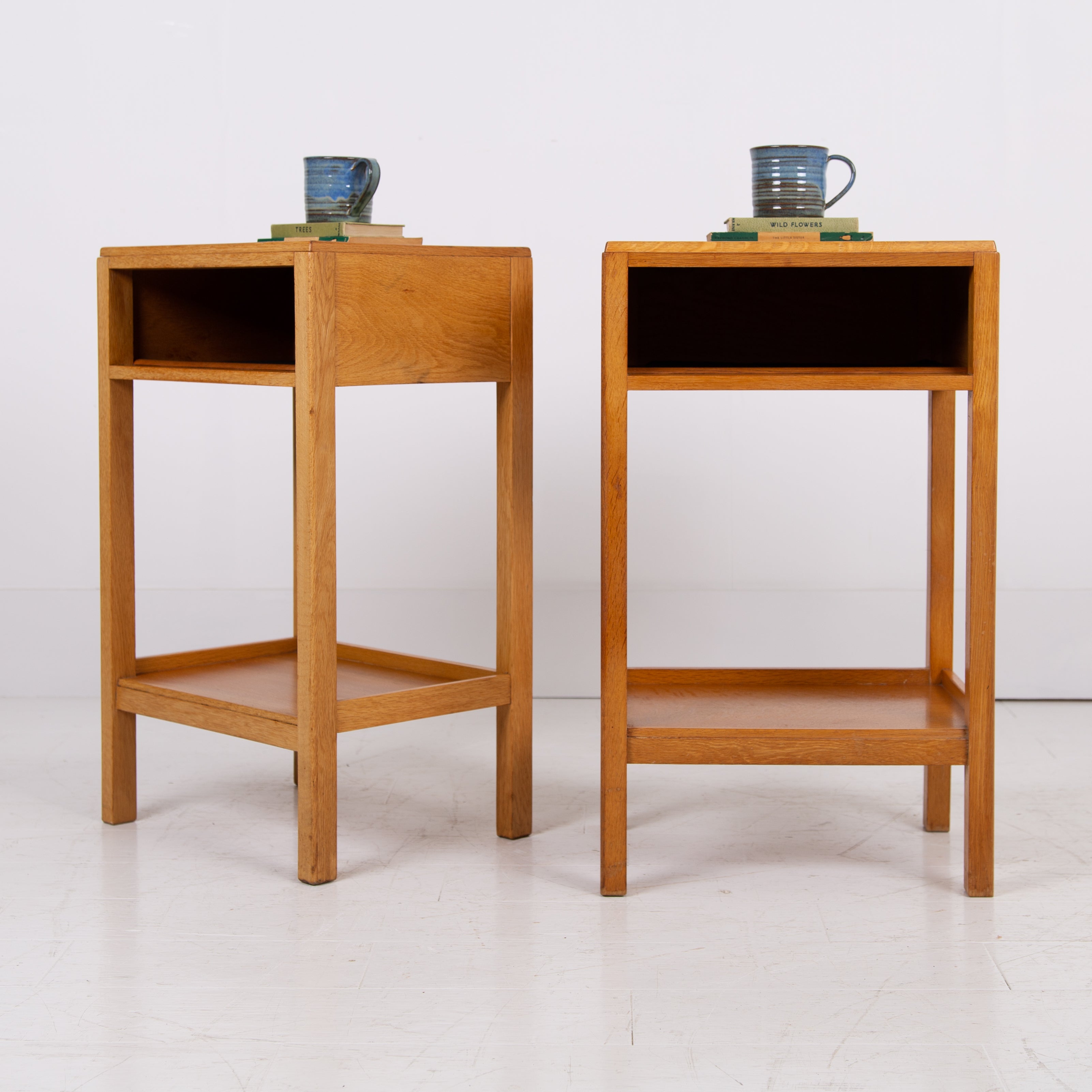 Pair of Oak War Department Side Table Cabinets C1960
