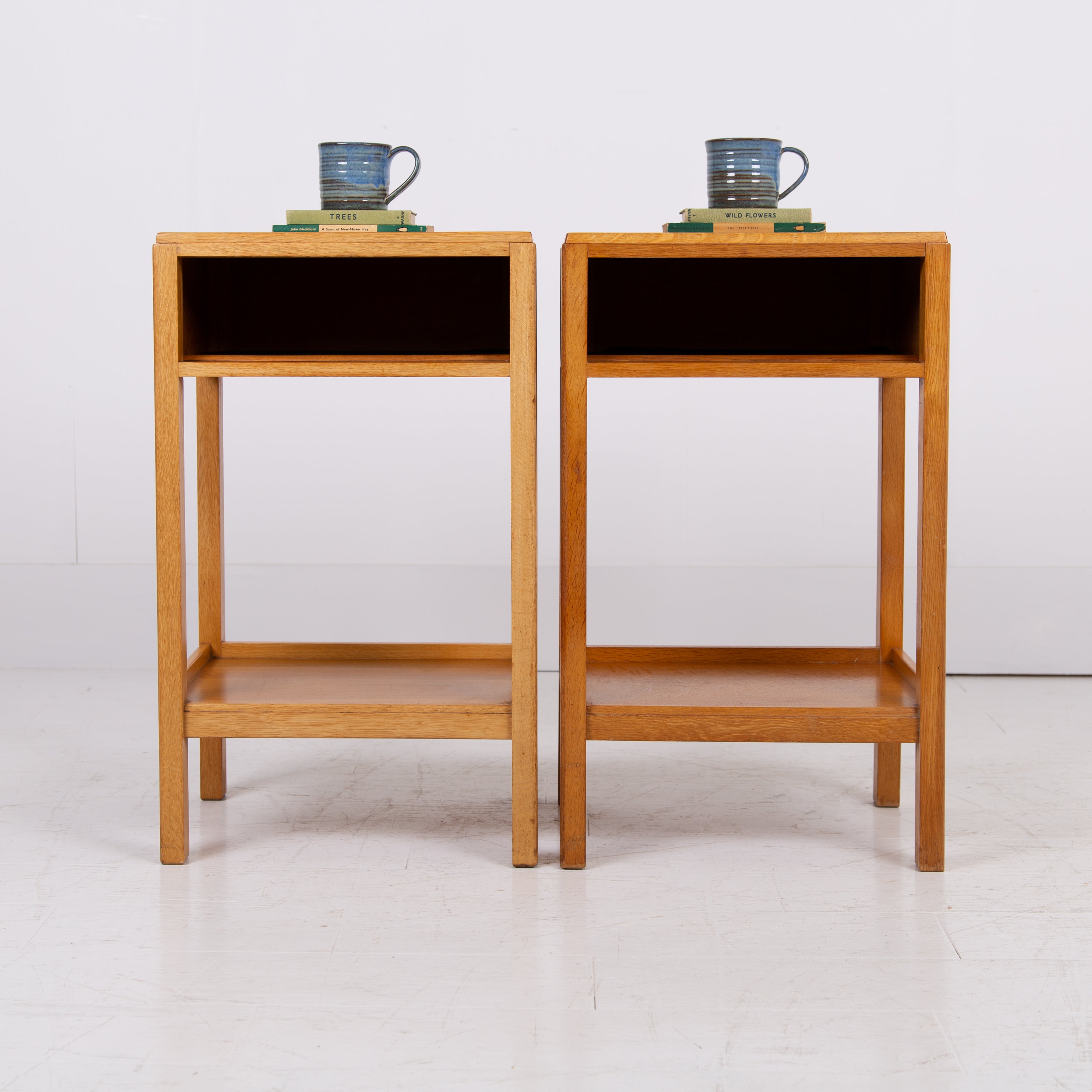 Pair of Oak War Department Side Table Cabinets C1960