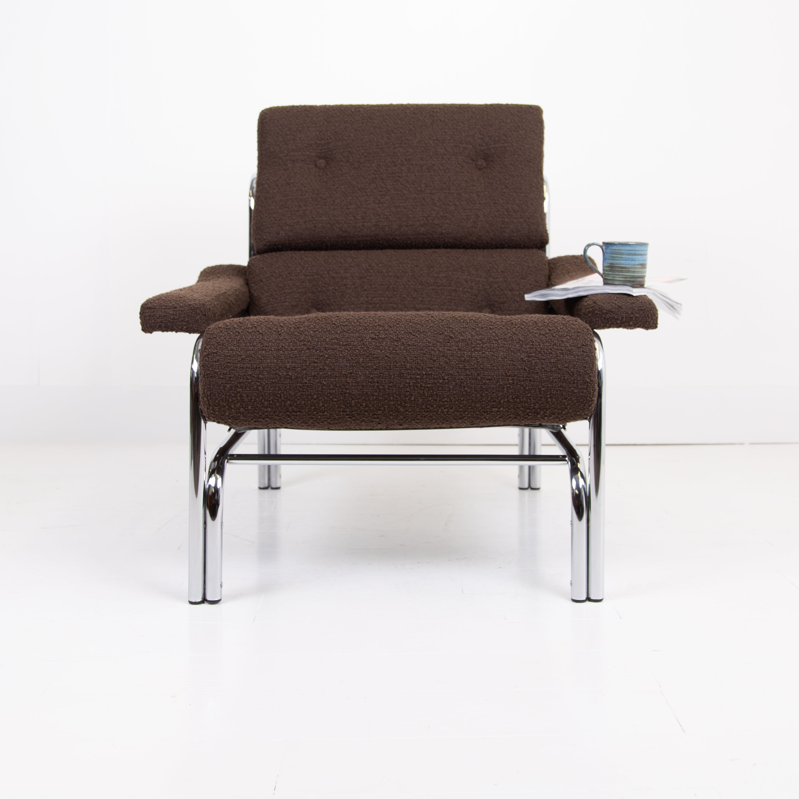 Mid Century Pieff Alpha Armchair New Boucle Upholstery