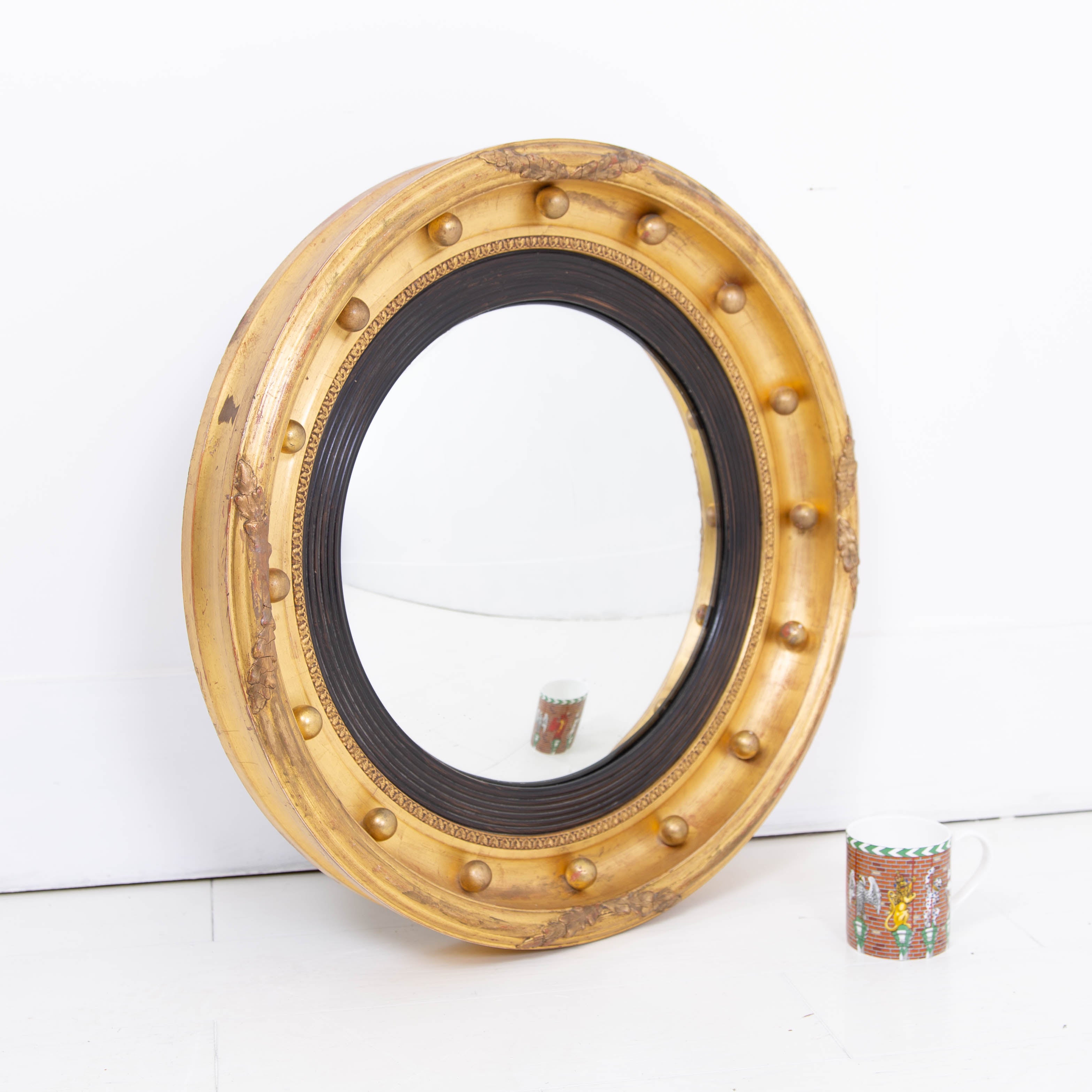 Antique 19th Century Gilt Convex Mirror of Larger Proportions