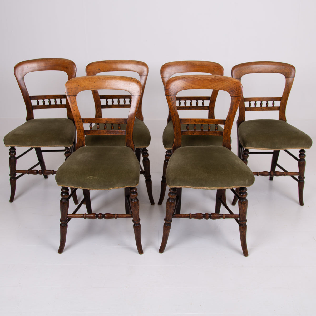 Set of 6 English Country Dining Chairs 1880
