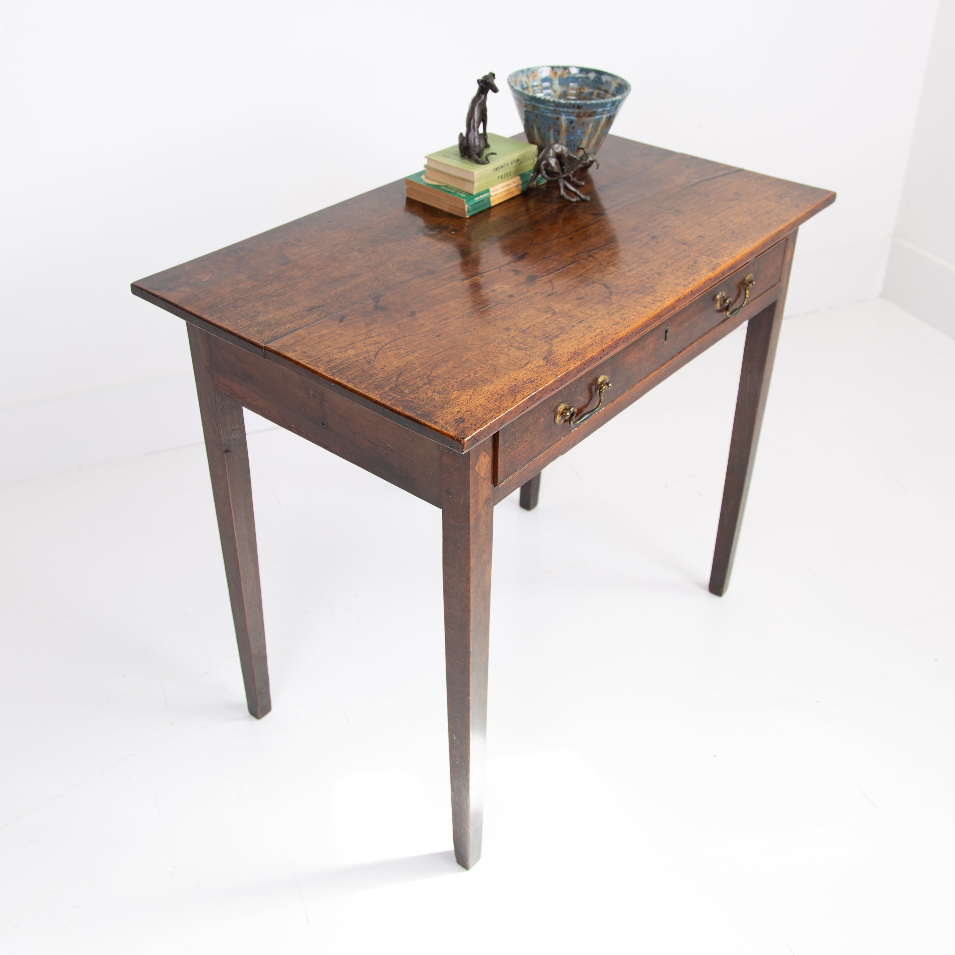 A Simple George III Period Oak Side Table Desk