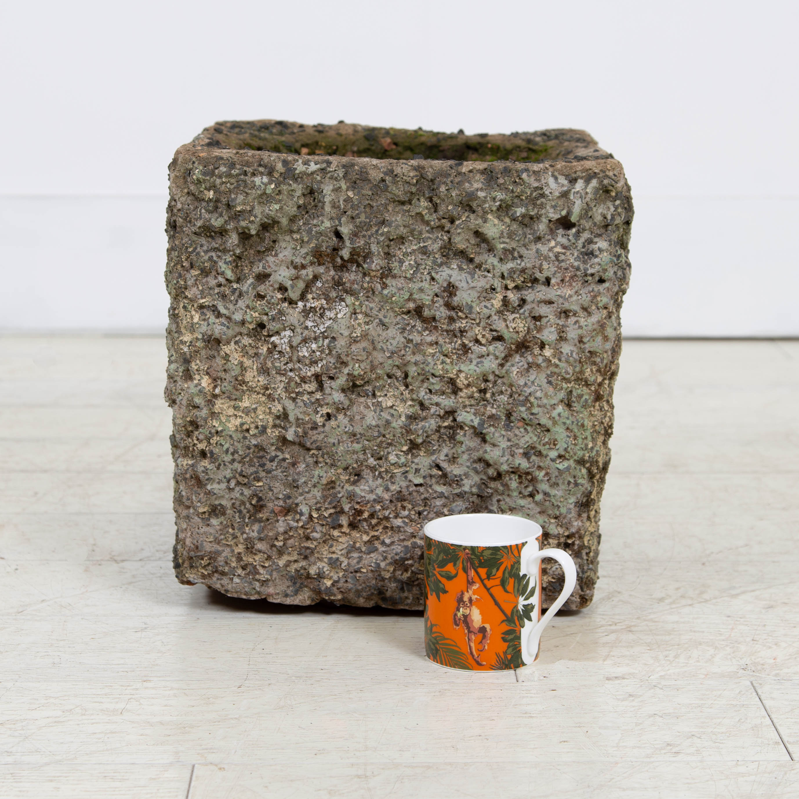 Mid Century Concrete and Grit Stone Square Planter