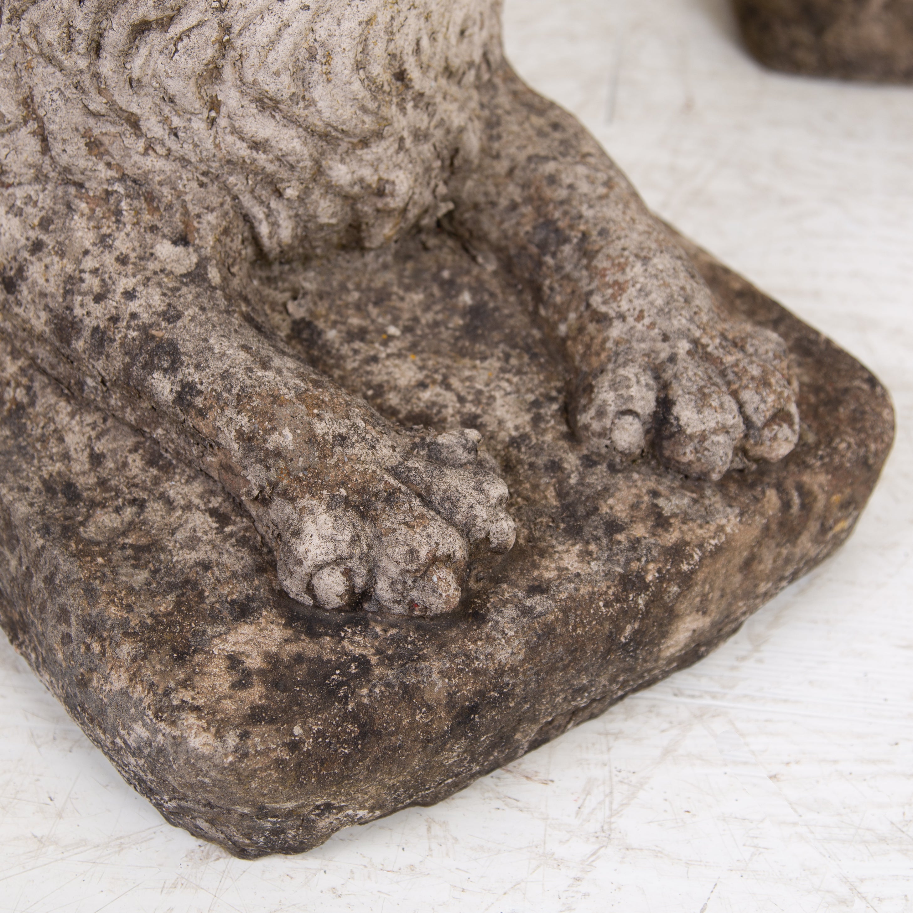 Pair of Weathered Recumbent Garden Lions