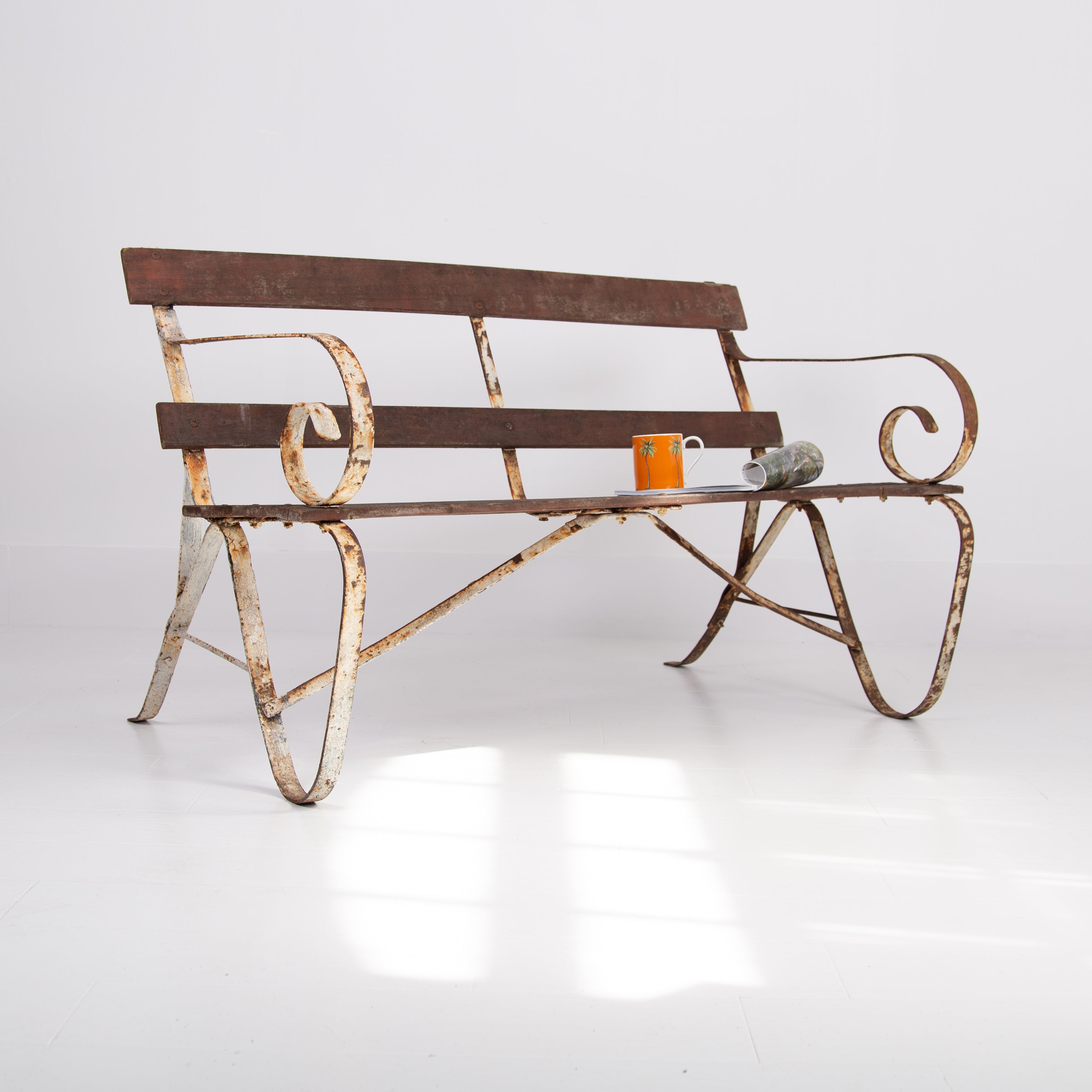Late 19th Century Iron Garden Bench Seat