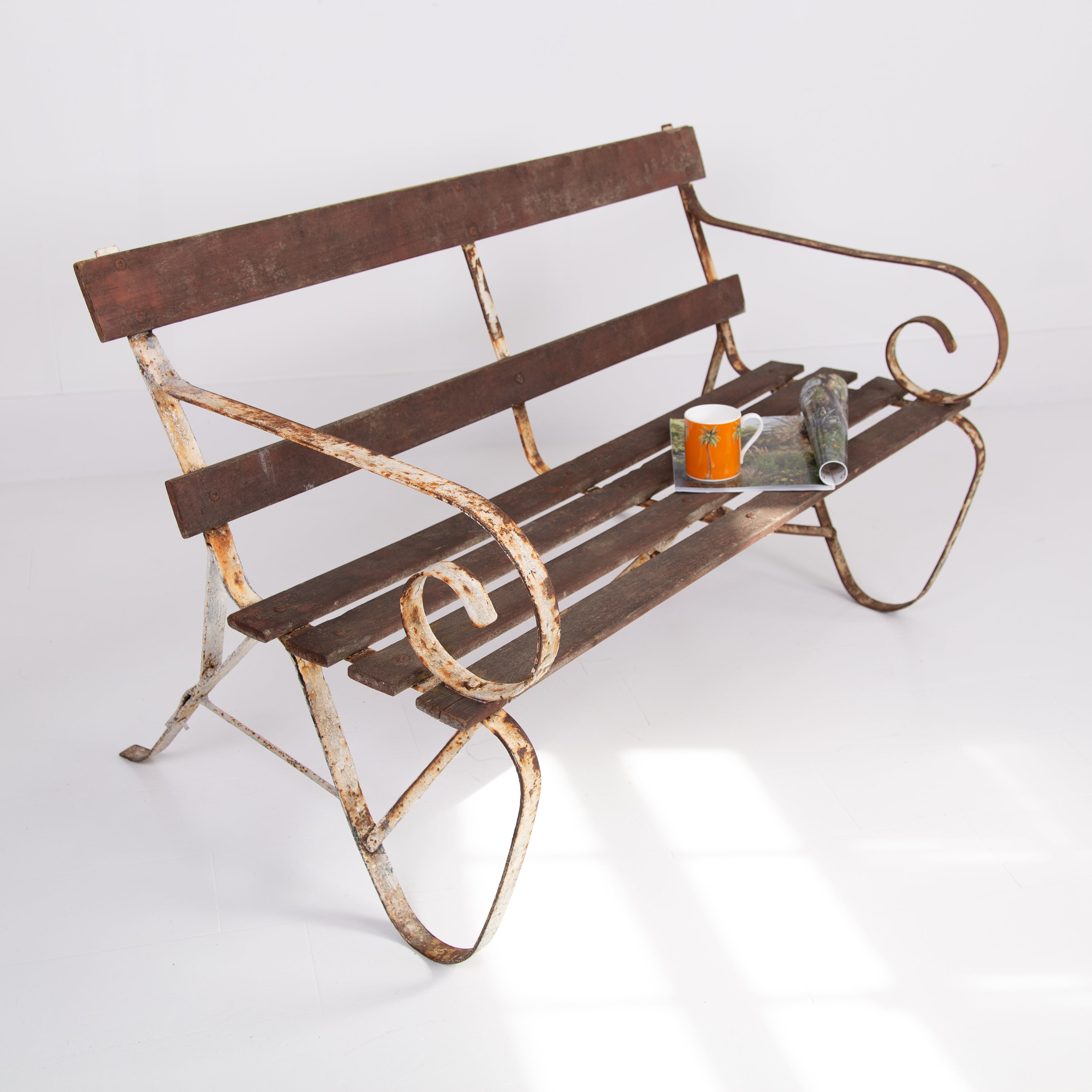 Late 19th Century Iron Garden Bench Seat