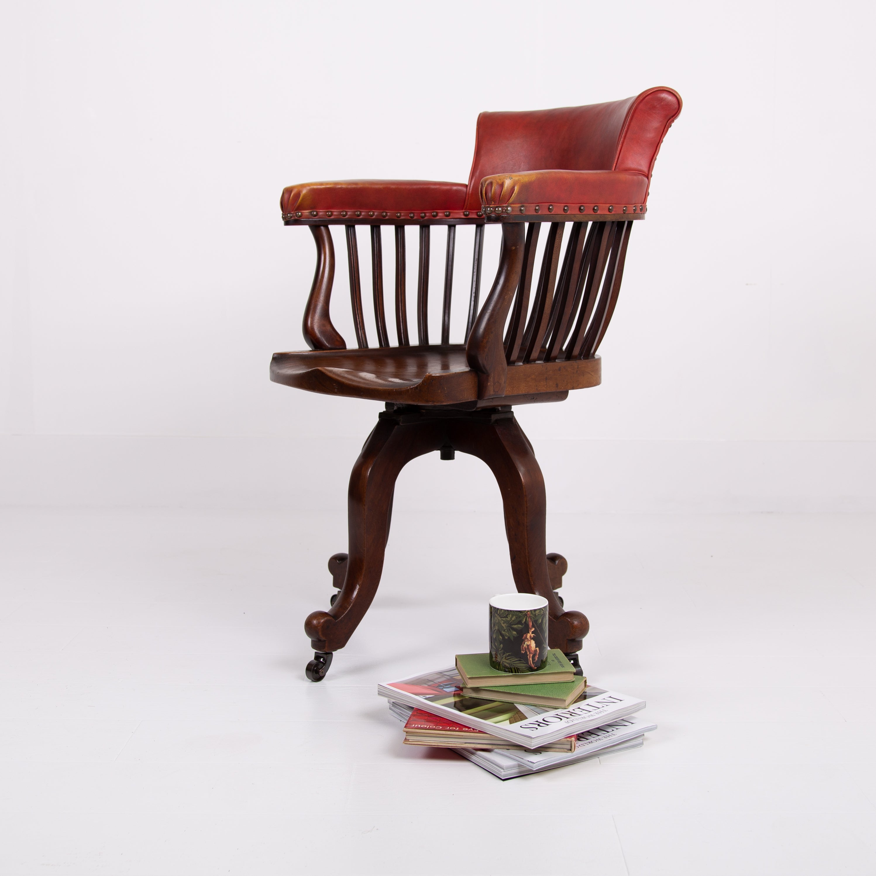 Attractive Edwardian Antique Revolving Desk Chair C1900