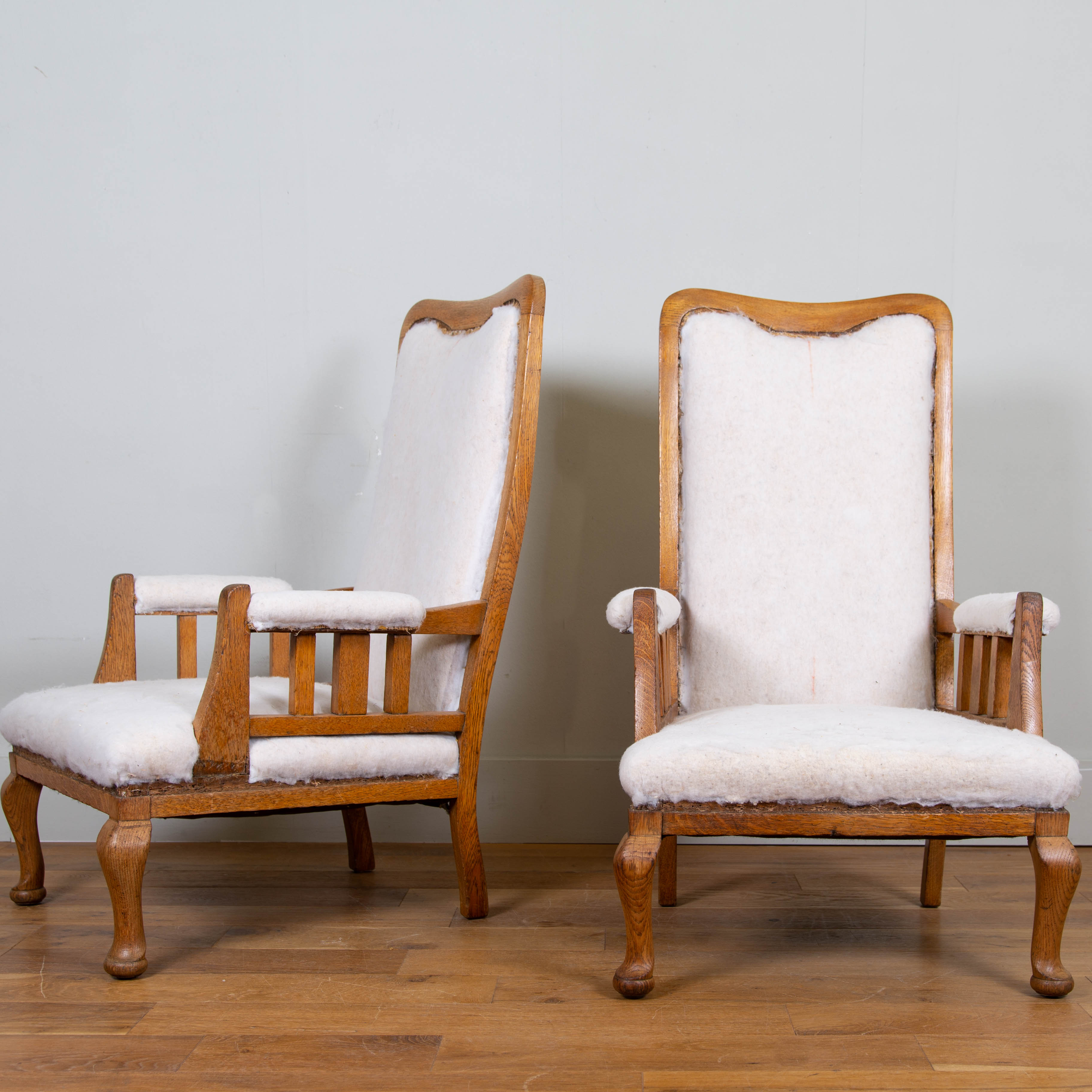 Handsome Pair of Oak Victorian Armchairs c1900